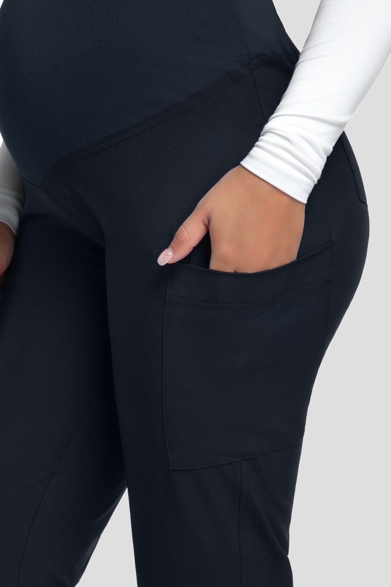 COZYFIT Maternity Scrub Pants - Pregnancy Jogger Pants for Women Workwear with Stretch Belly Panel, 4 Pockets