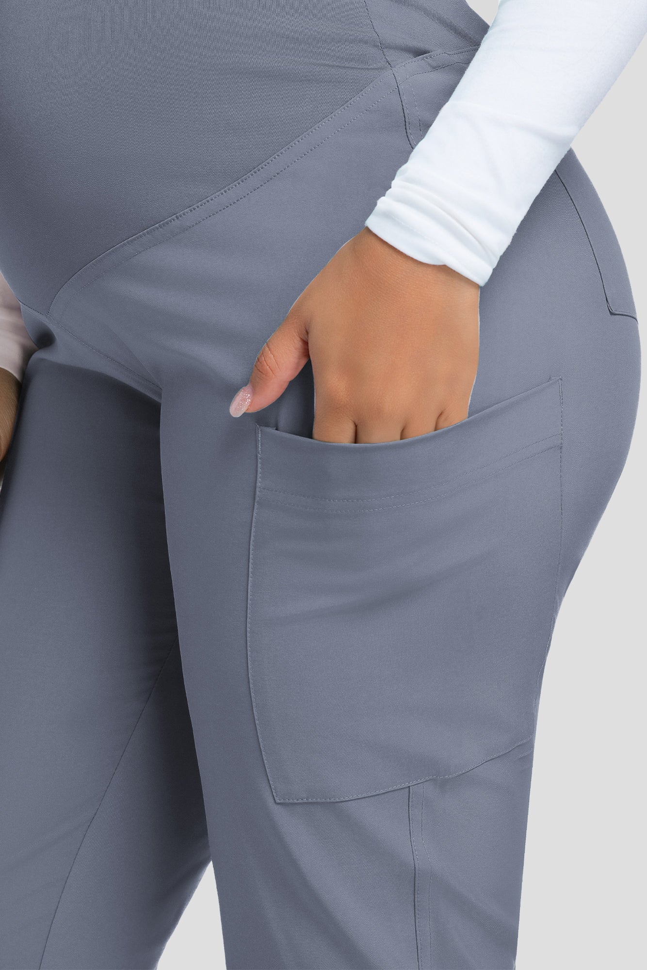 COZYFIT Maternity Scrub Pants - Pregnancy Jogger Pants for Women Workwear with Stretch Belly Panel, 4 Pockets