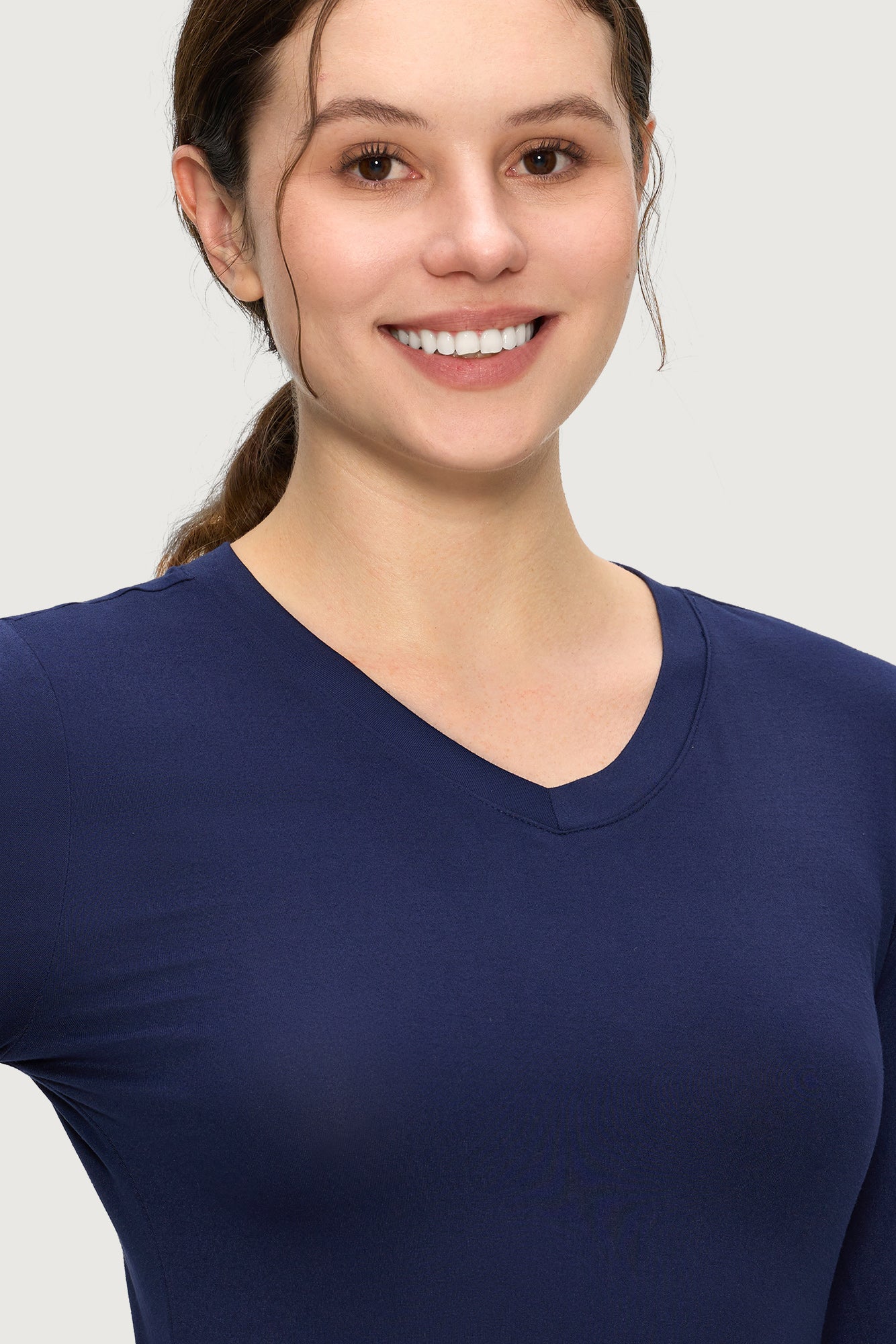 Women’s Underscrub Tee Comfort V-Neck Long Sleeve Undershirt with Soft & Easy Care Fabric
