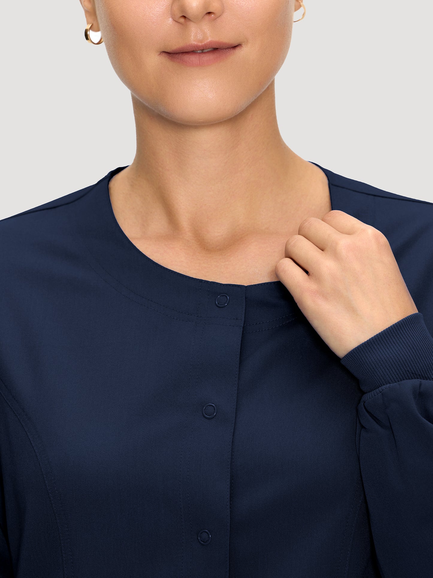 Scrub Jackets for Woman, Snap Front Nurse Jacket with 3 Pockets, Easy Care Soft Fabric