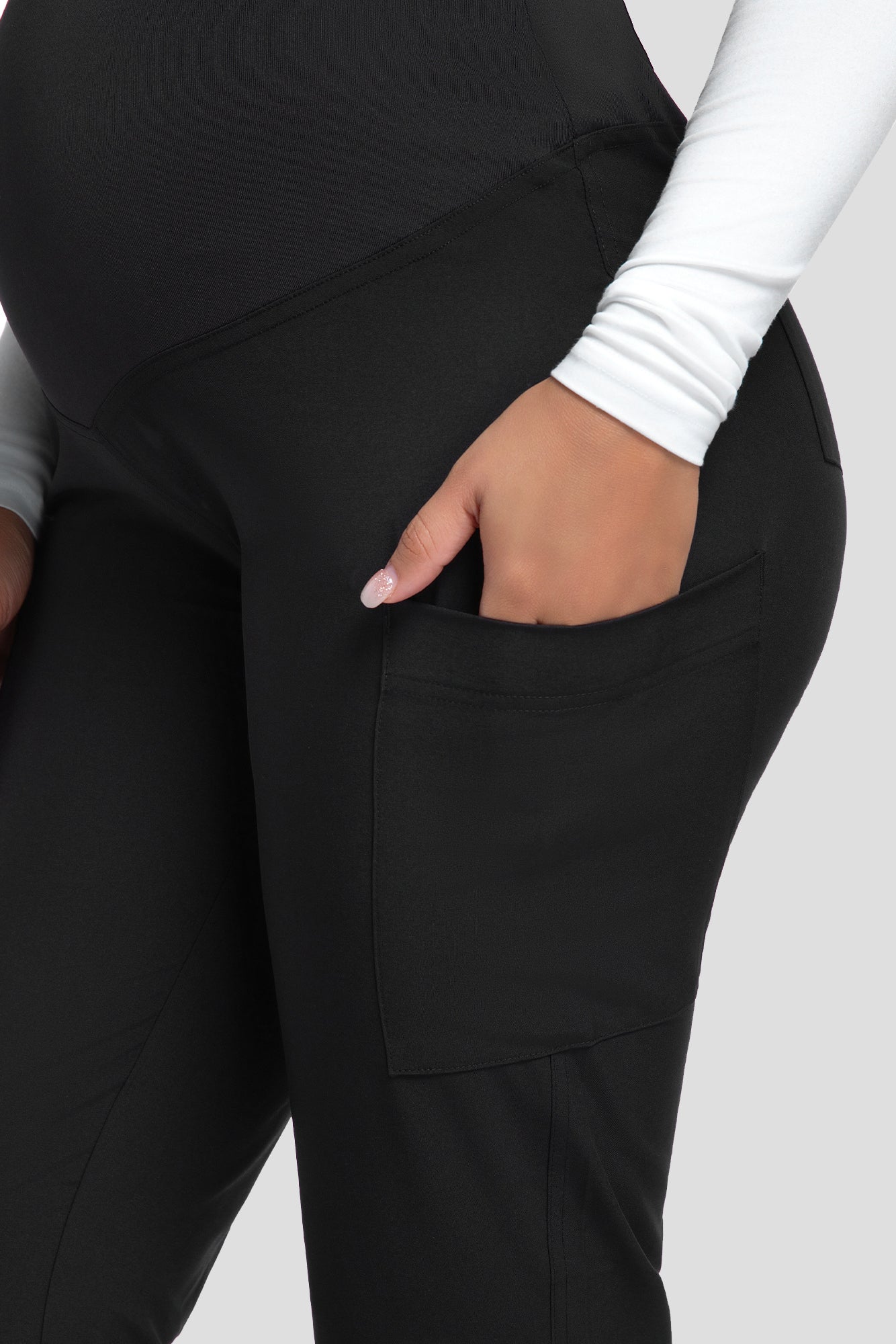 COZYFIT Maternity Scrub Pants - Pregnancy Jogger Pants for Women Workwear with Stretch Belly Panel, 4 Pockets