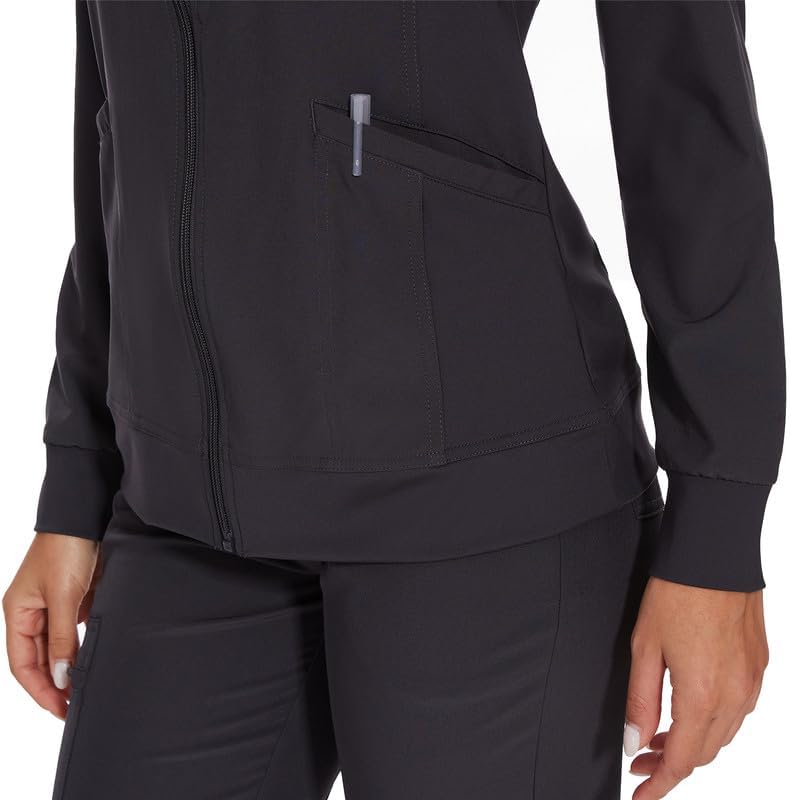Juno Zip Front Scrub Jacket — Dark Grey — 6