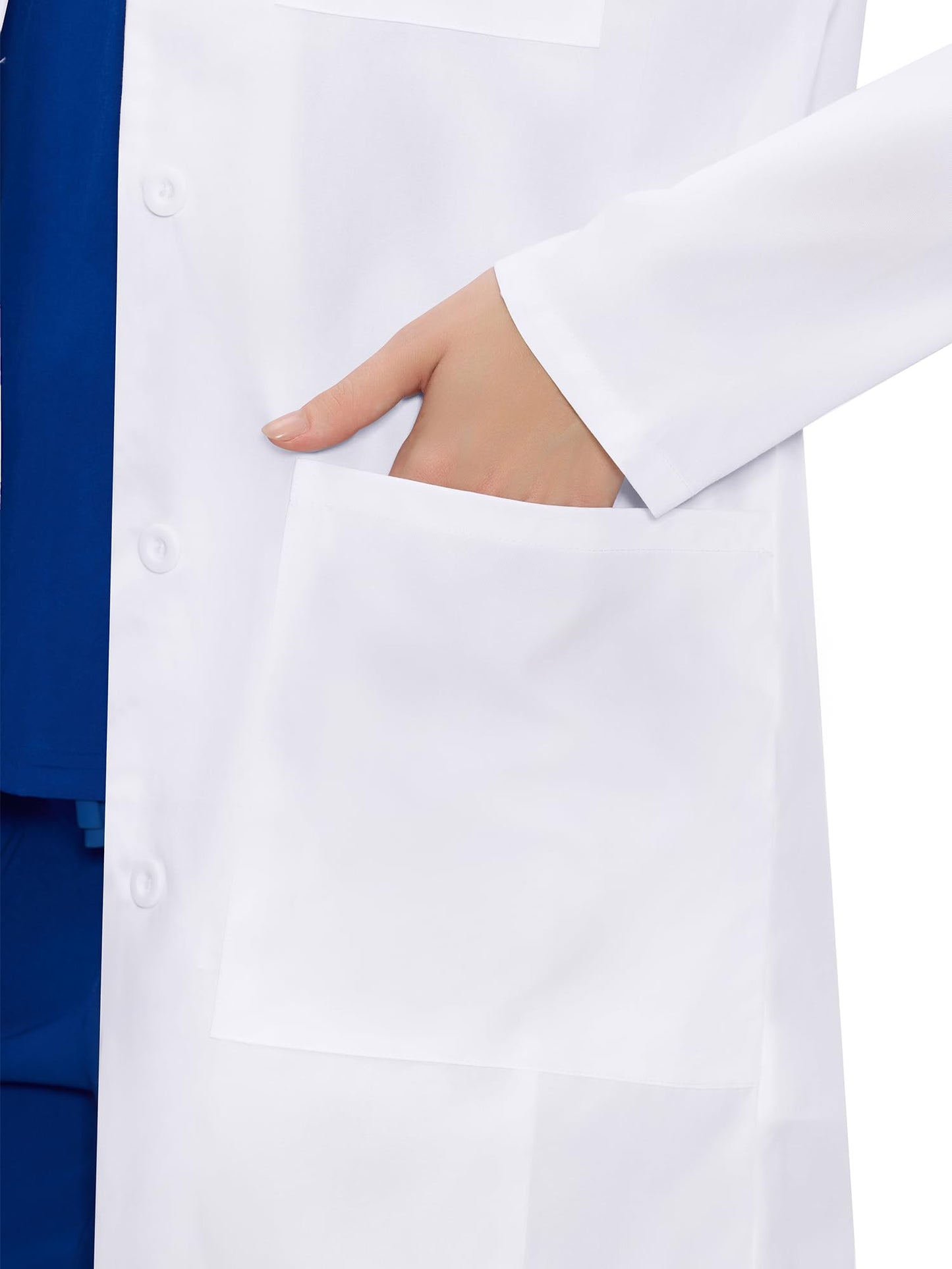 Bree Lab Coat, White, Lower Pocket Detail