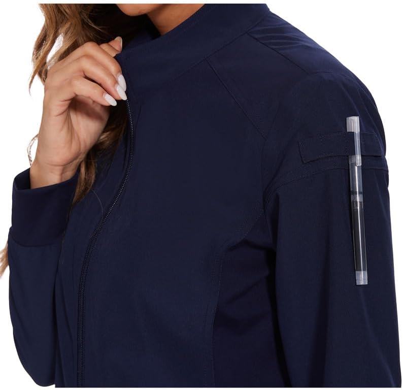 Juno Zip Front Scrub Jacket — Navy Blue — 5