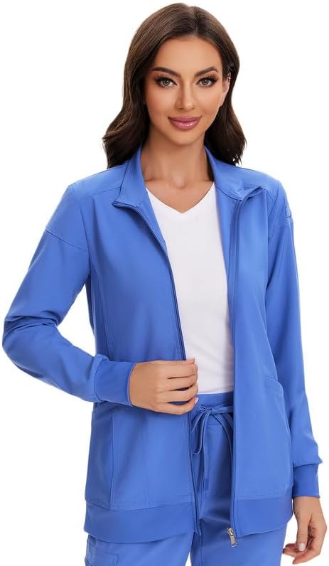 Juno Zip Front Scrub Jacket — Ceil Blue — 4