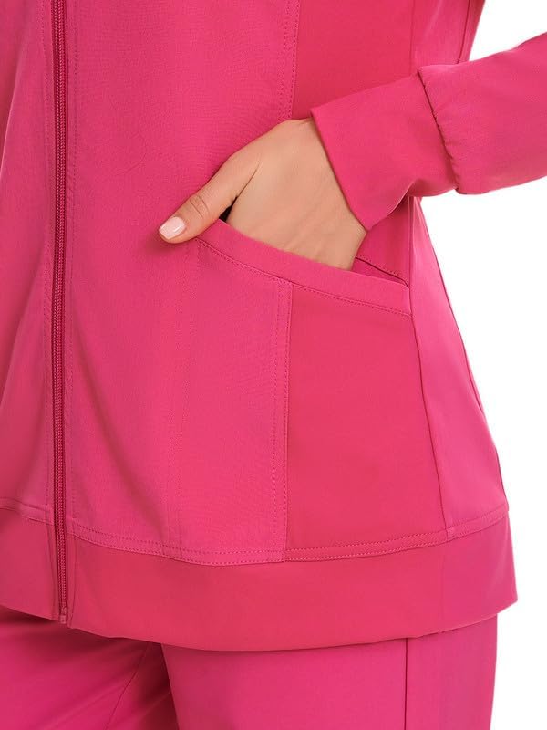 Juno Zip Front Scrub Jacket — Hot Pink — 6