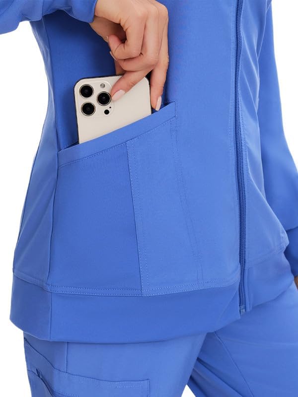 Juno Zip Front Scrub Jacket — Ceil Blue — 6