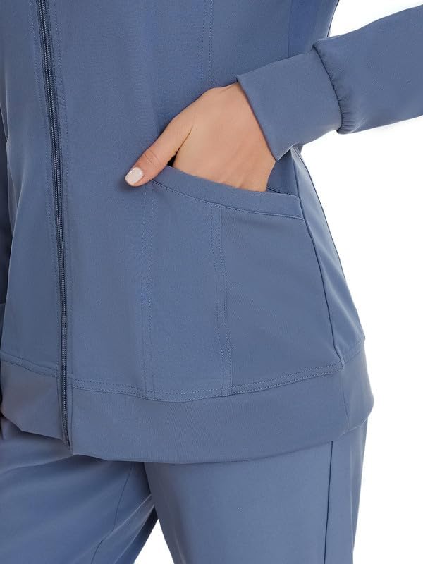 Juno Zip Front Scrub Jacket — Grey — 6