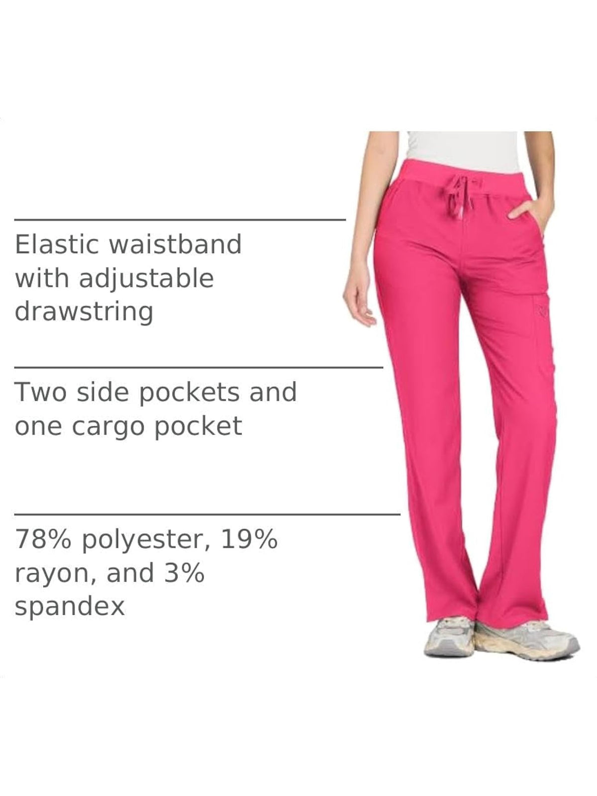 COZYFIT women's hot pink straight-leg cargo scrub pants - image 4