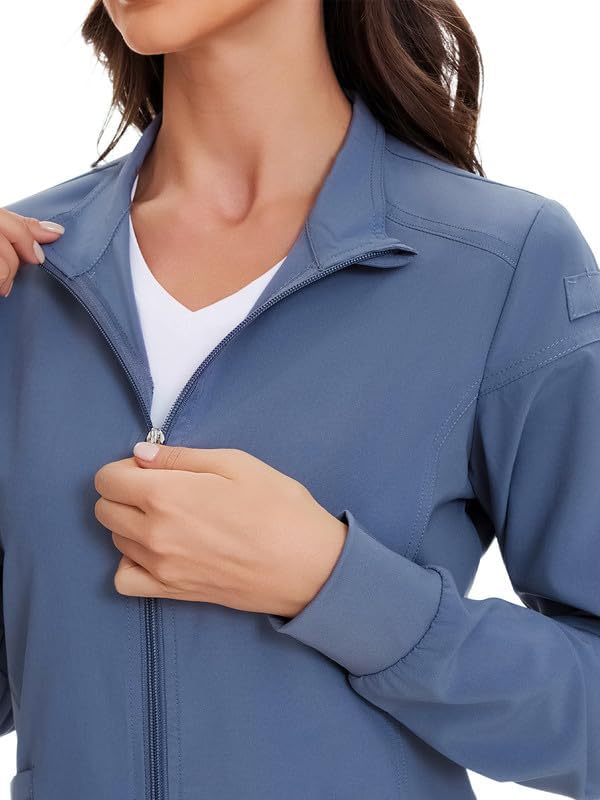 Juno Zip Front Scrub Jacket — Grey — 5