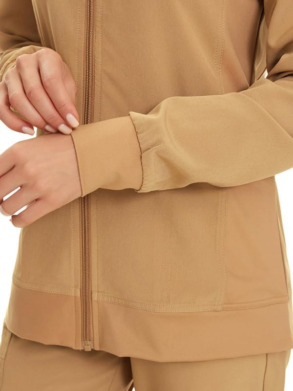 Juno Zip Front Scrub Jacket — Khaki — 6