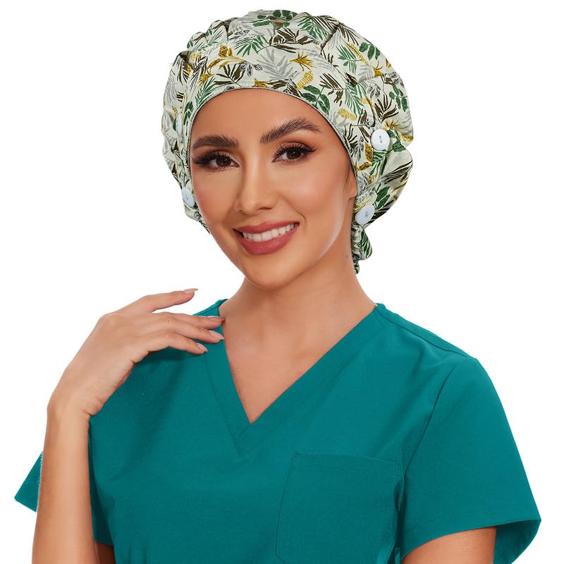 Adjustable Button Scrub Cap — B10- Safari Mist — Single Layer — 3
