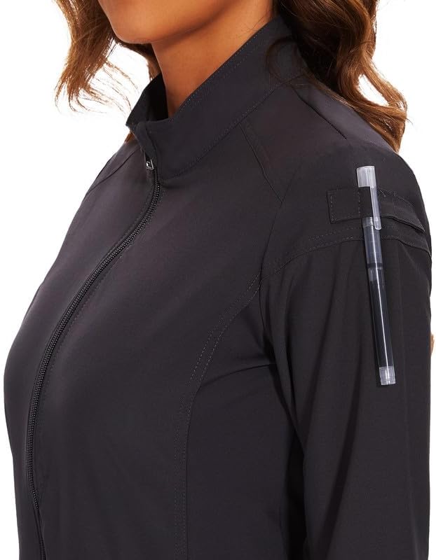 Juno Zip Front Scrub Jacket — Dark Grey — 5