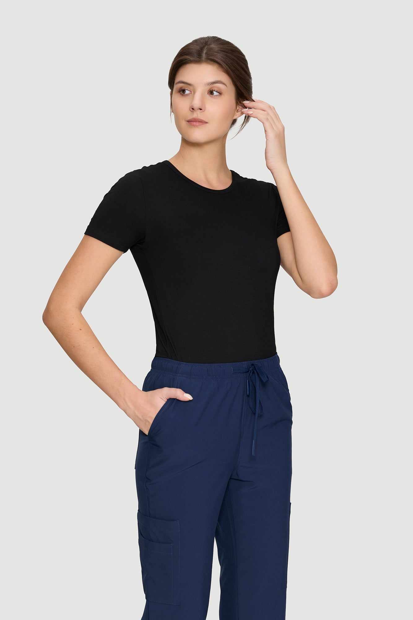 Women's Underscrubs Short Sleeve - Crew Neck Scrubs Tee, Silky Knit Undershirts for Nurse