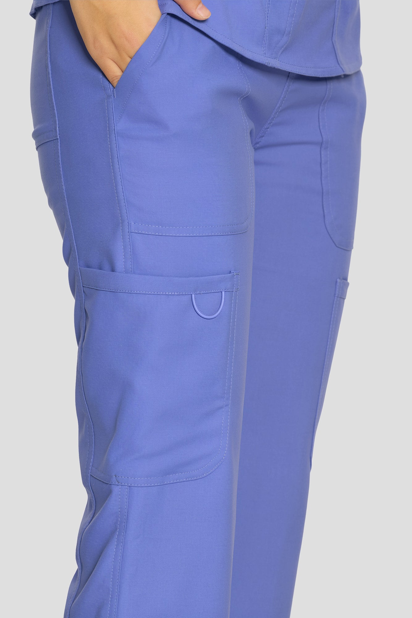 Scrubs for Women Set, V-Neck Top & Straight Leg Cargo Pants. 9 Pockets. Side Ribbed Panels, Side Slits, Ultra-Soft Stretch Fabric, Breathable Medical Uniform for Workwear