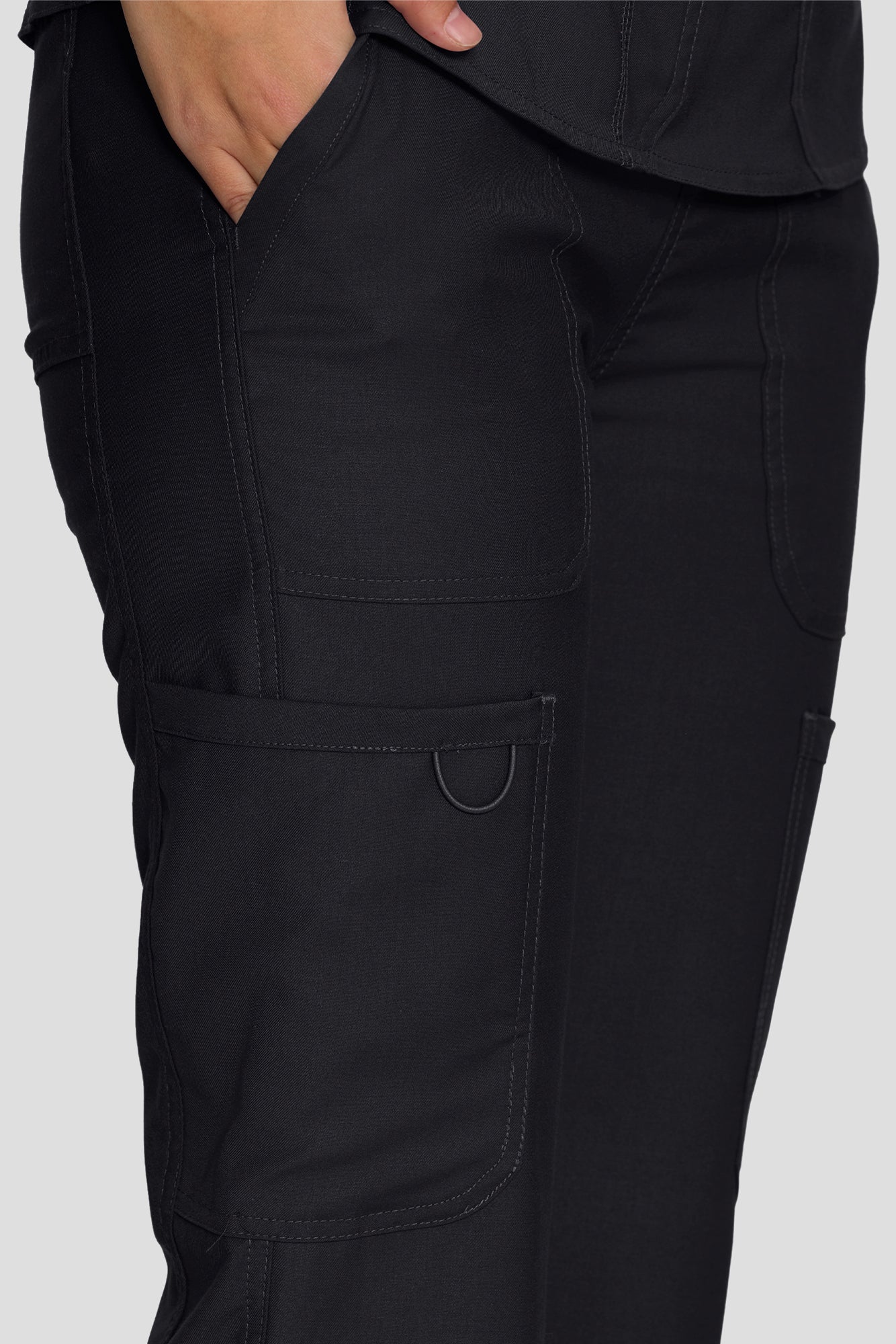 Scrubs for Women Set, V-Neck Top & Straight Leg Cargo Pants. 9 Pockets. Side Ribbed Panels, Side Slits, Ultra-Soft Stretch Fabric, Breathable Medical Uniform for Workwear