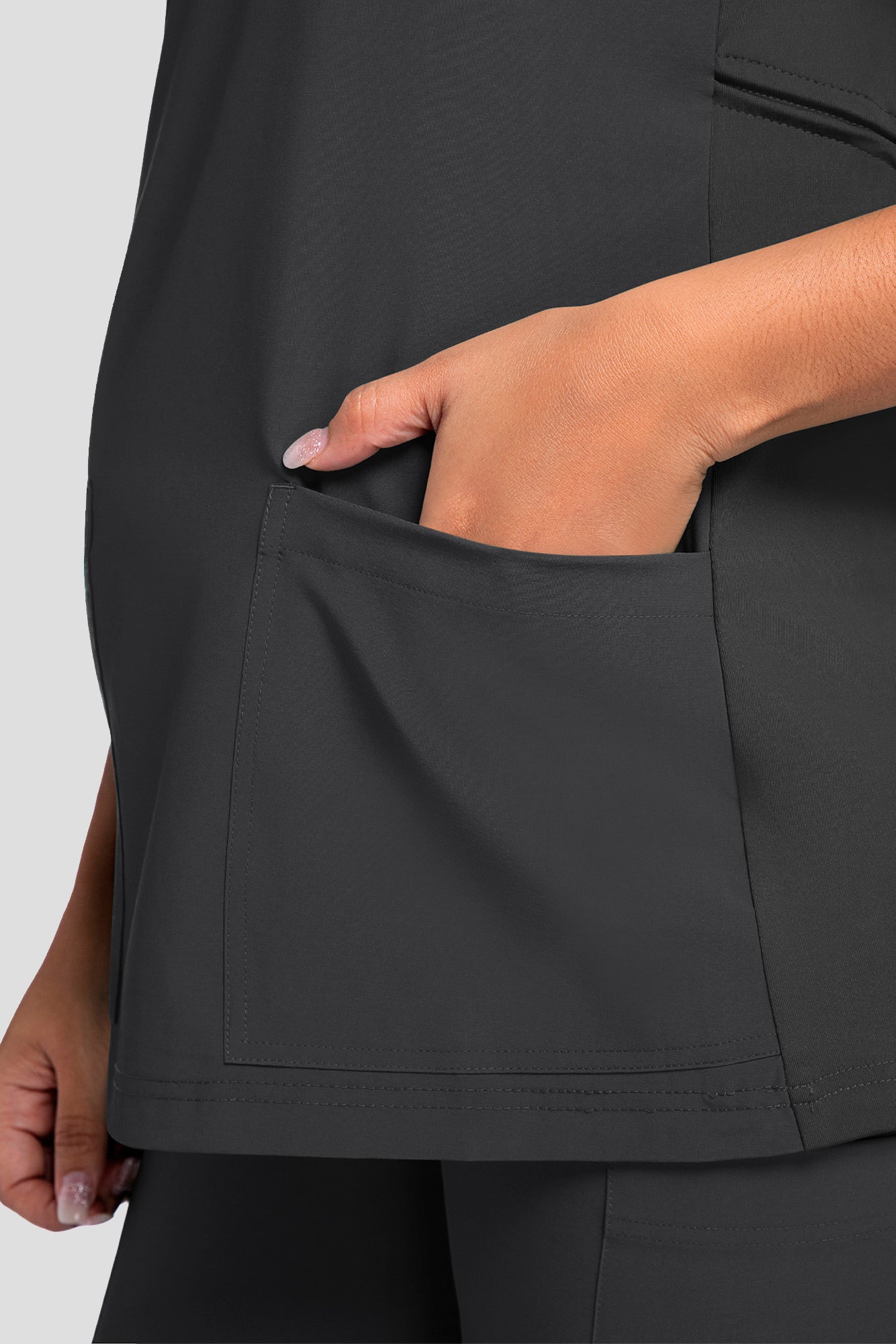 Maternity Scrub Top - V-Neck Shirt, Workwear Pregnancy Scrubs with 2 Pockets