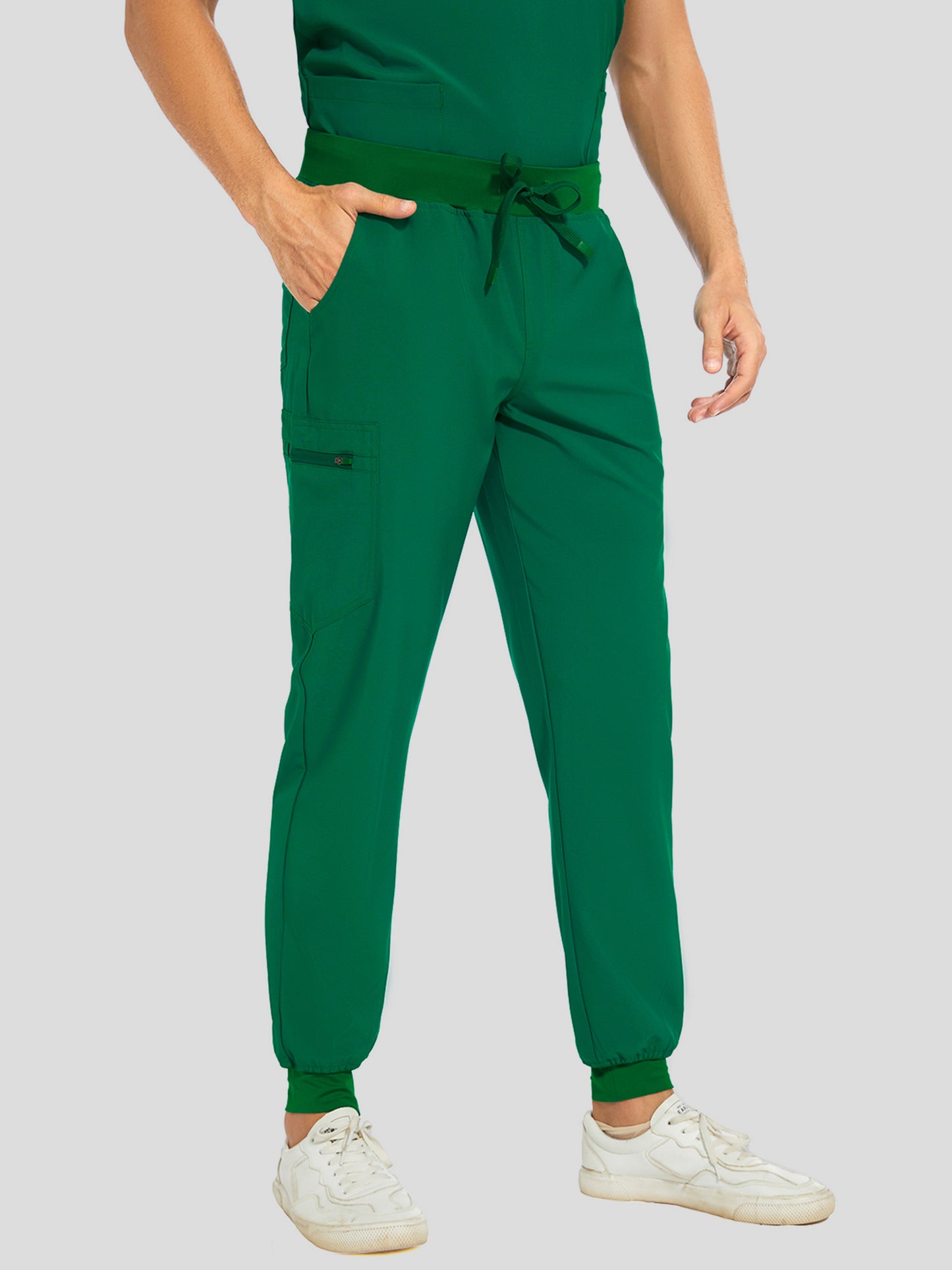 COZYFIT V-Neck Scrub Top & Jogger Pant with 8 Pockets, Yoga Waistband, Anti-Wrinkle Scrubs for Men