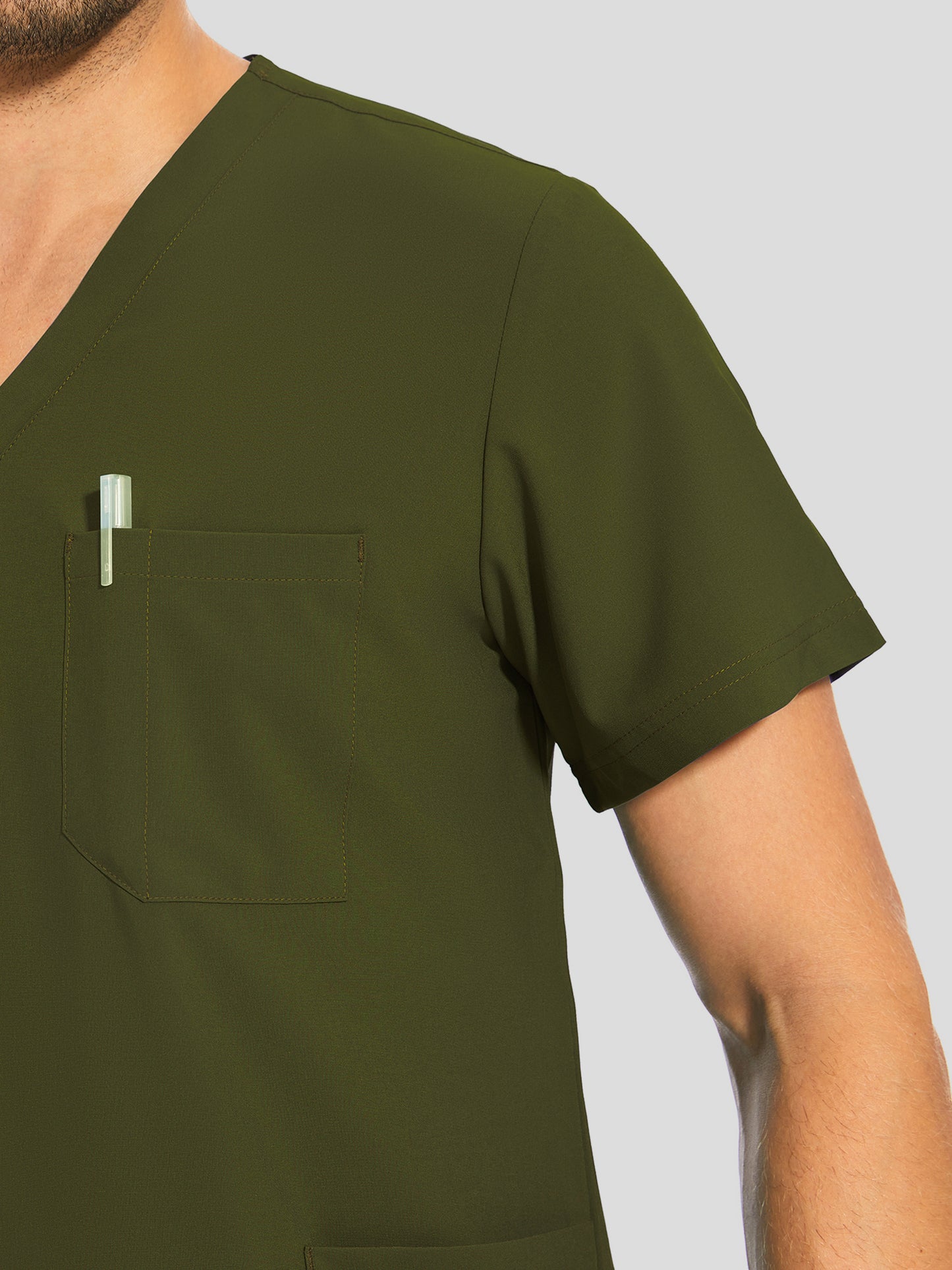 COZYFIT V-Neck Scrub Top & Jogger Pant with 8 Pockets, Yoga Waistband, Anti-Wrinkle Scrubs for Men