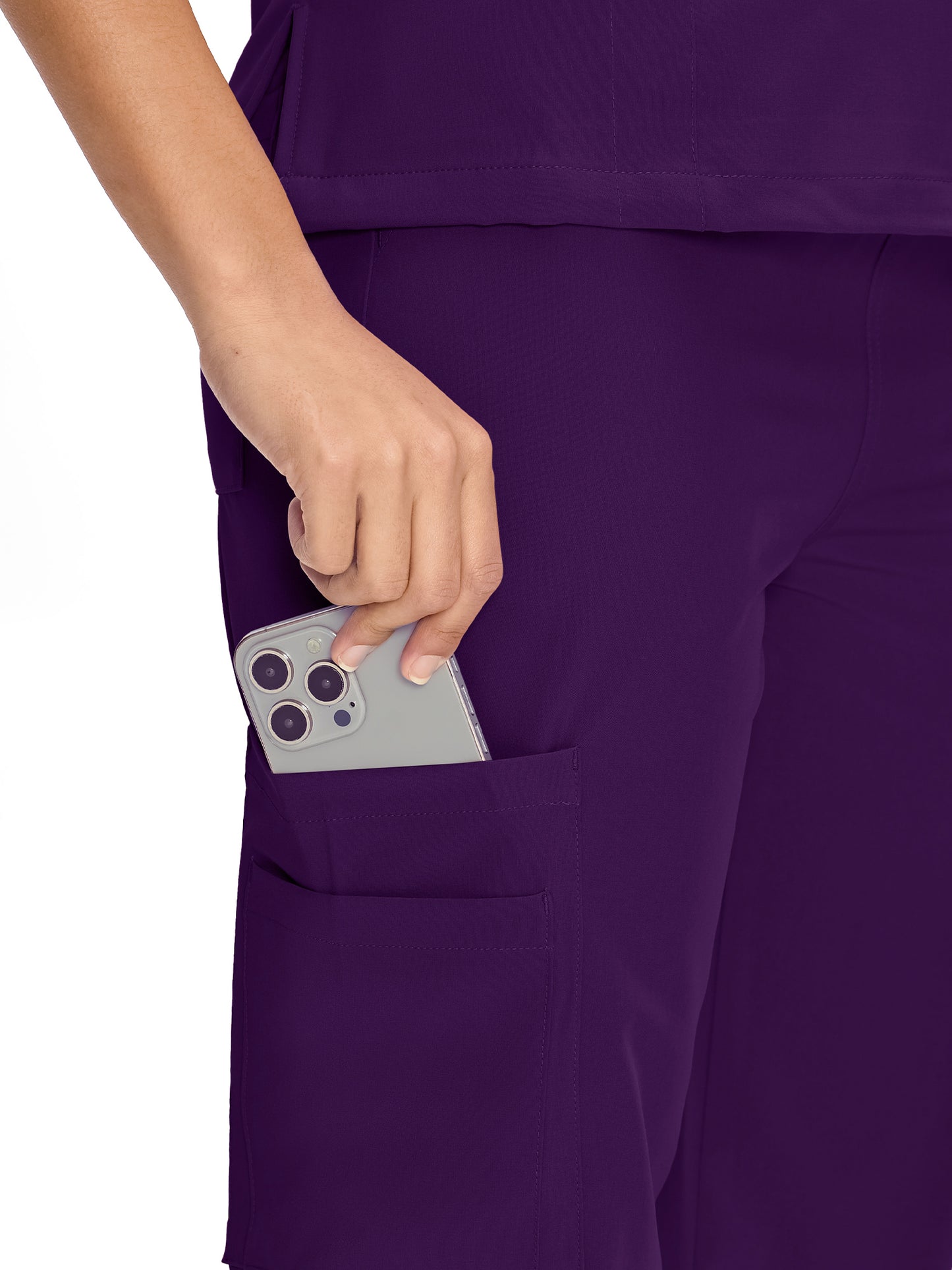 COZYFIT  V-Neck Scrub Top & Straight Leg Pants with 9 Pockets
