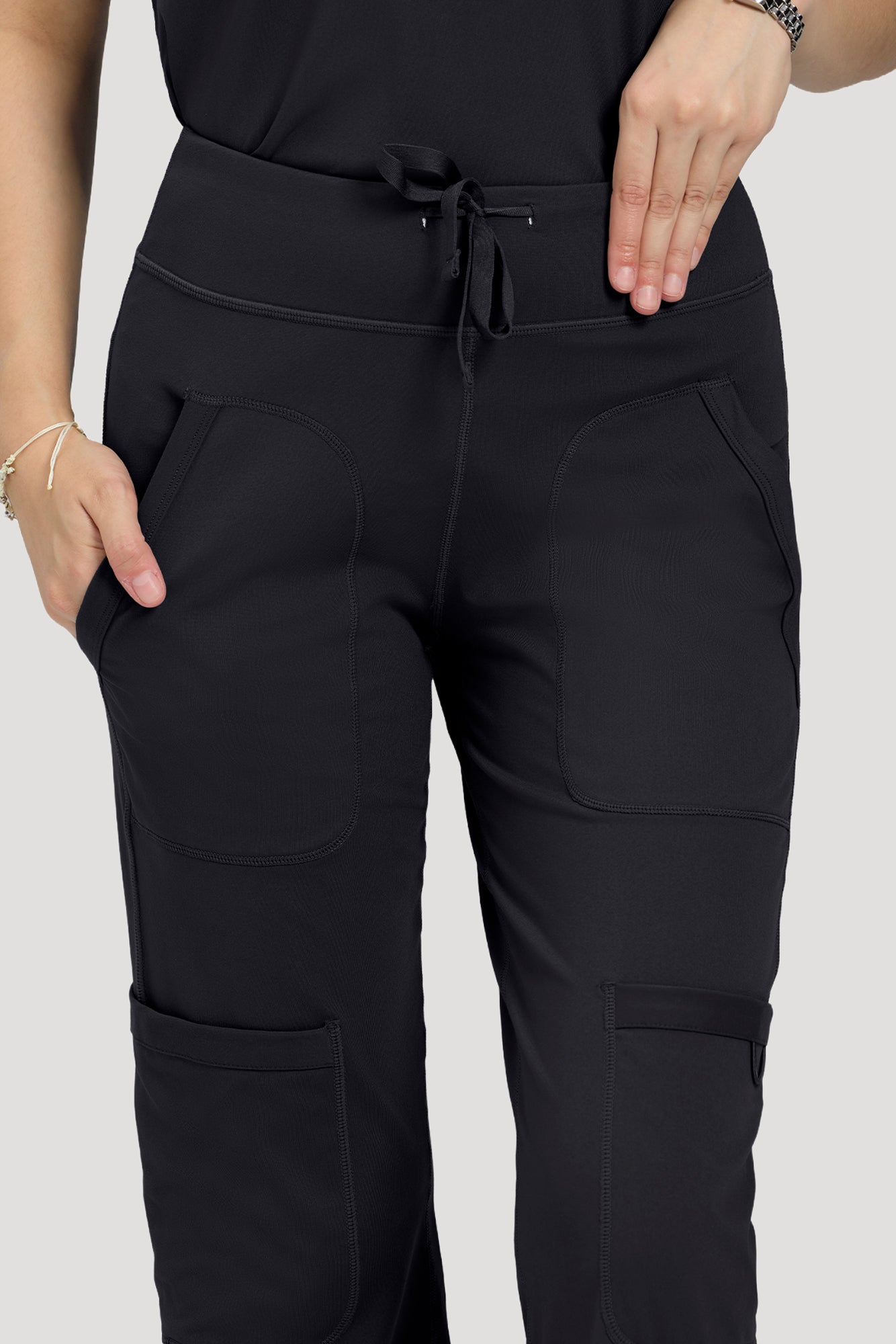 Scrubs for Women Set, V Neck Top & Straight Leg Pants | 6 Pockets, High Elastic Soft Fabric, Drop Shoulder, Slit Hem Yoga Scrub Pants for Easy Movement