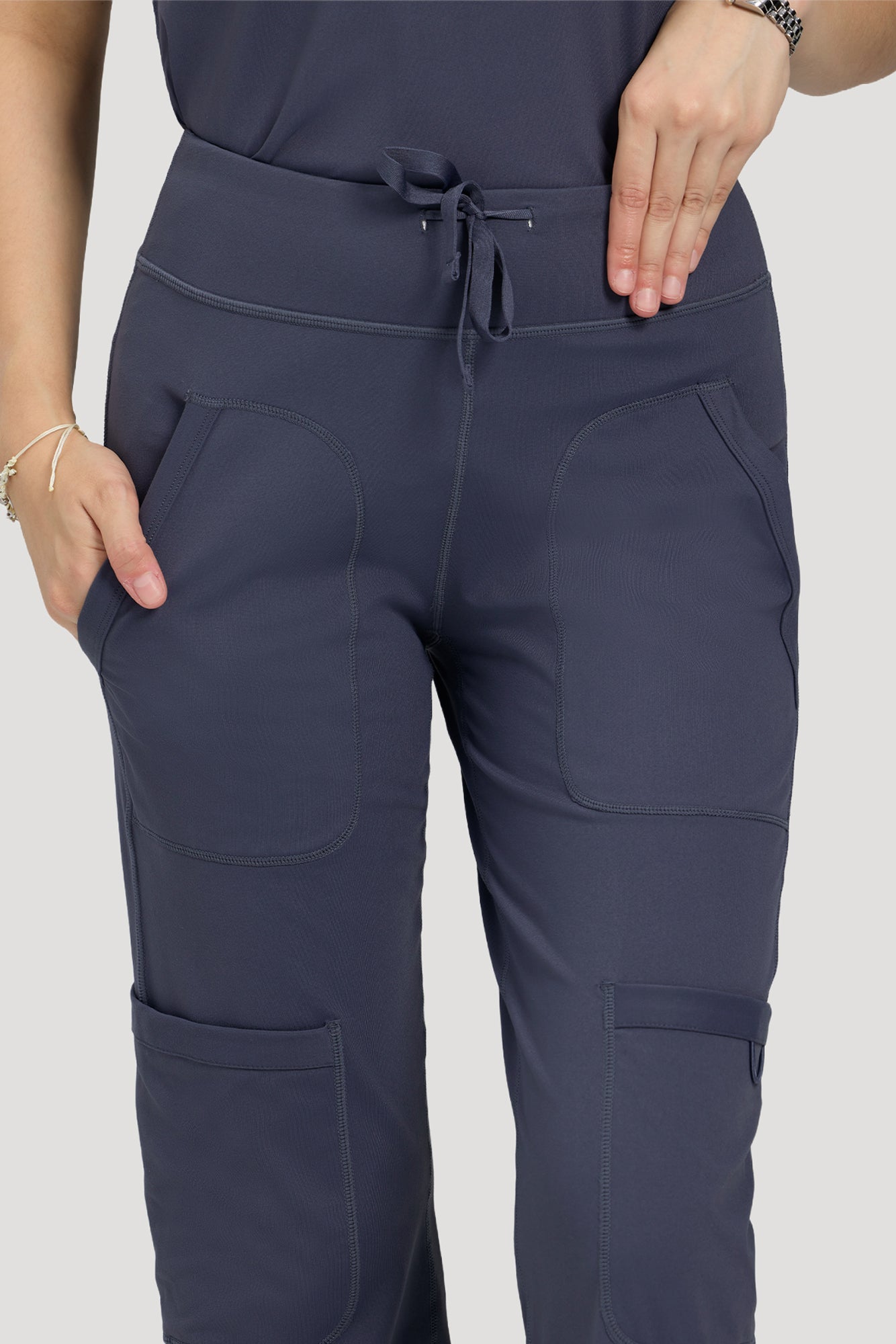 Scrubs for Women Set, V Neck Top & Straight Leg Pants | 6 Pockets, High Elastic Soft Fabric, Drop Shoulder, Slit Hem Yoga Scrub Pants for Easy Movement