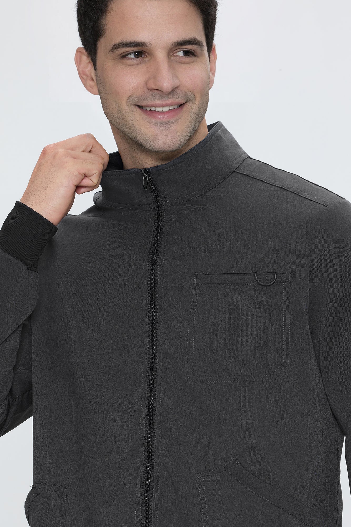 Scrub Jacket Men, Zip Front Men's Medical Scrub Jacket with 5 Pockets, Soft Stretch Fabric