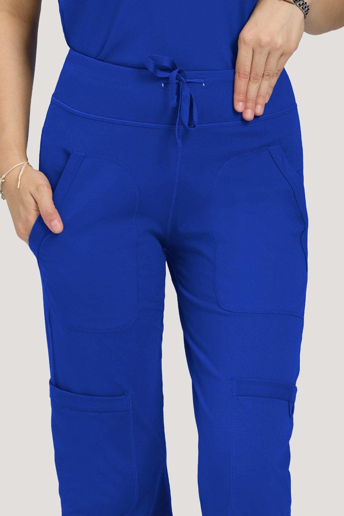 Scrubs for Women Set, V Neck Top & Straight Leg Pants | 6 Pockets, High Elastic Soft Fabric, Drop Shoulder, Slit Hem Yoga Scrub Pants for Easy Movement