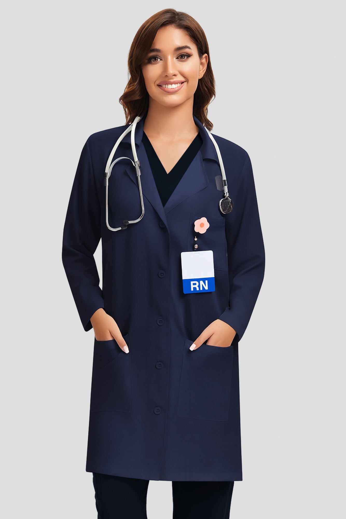 COZYFIT Lab Coat for Woman 3 Pocket, Long Sleeve Medical Coat