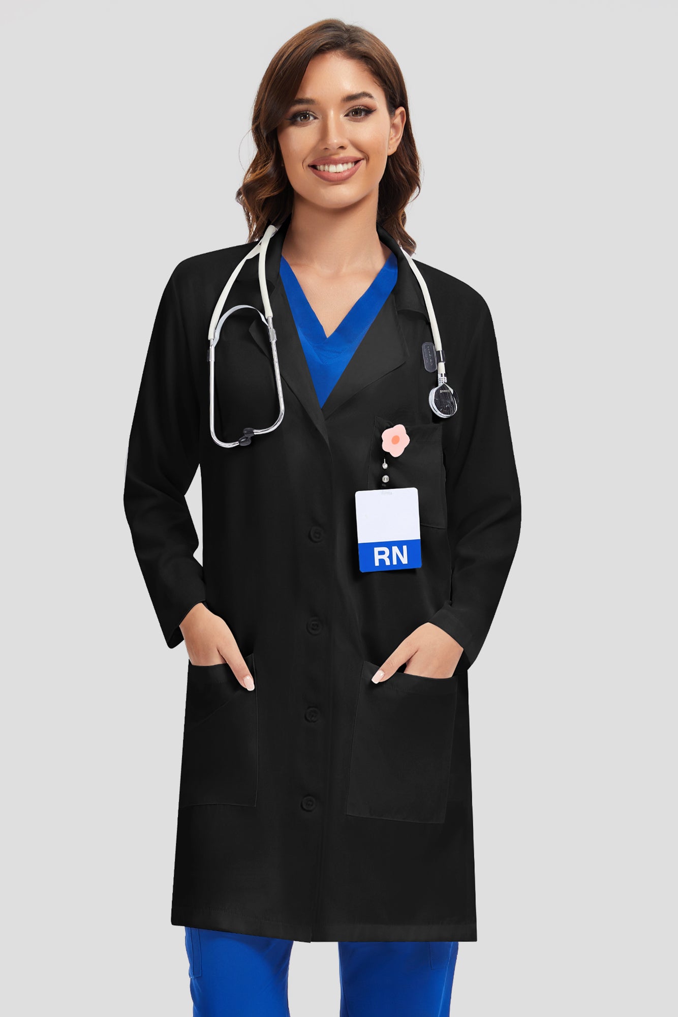 COZYFIT Lab Coat for Woman 3 Pocket, Long Sleeve Medical Coat