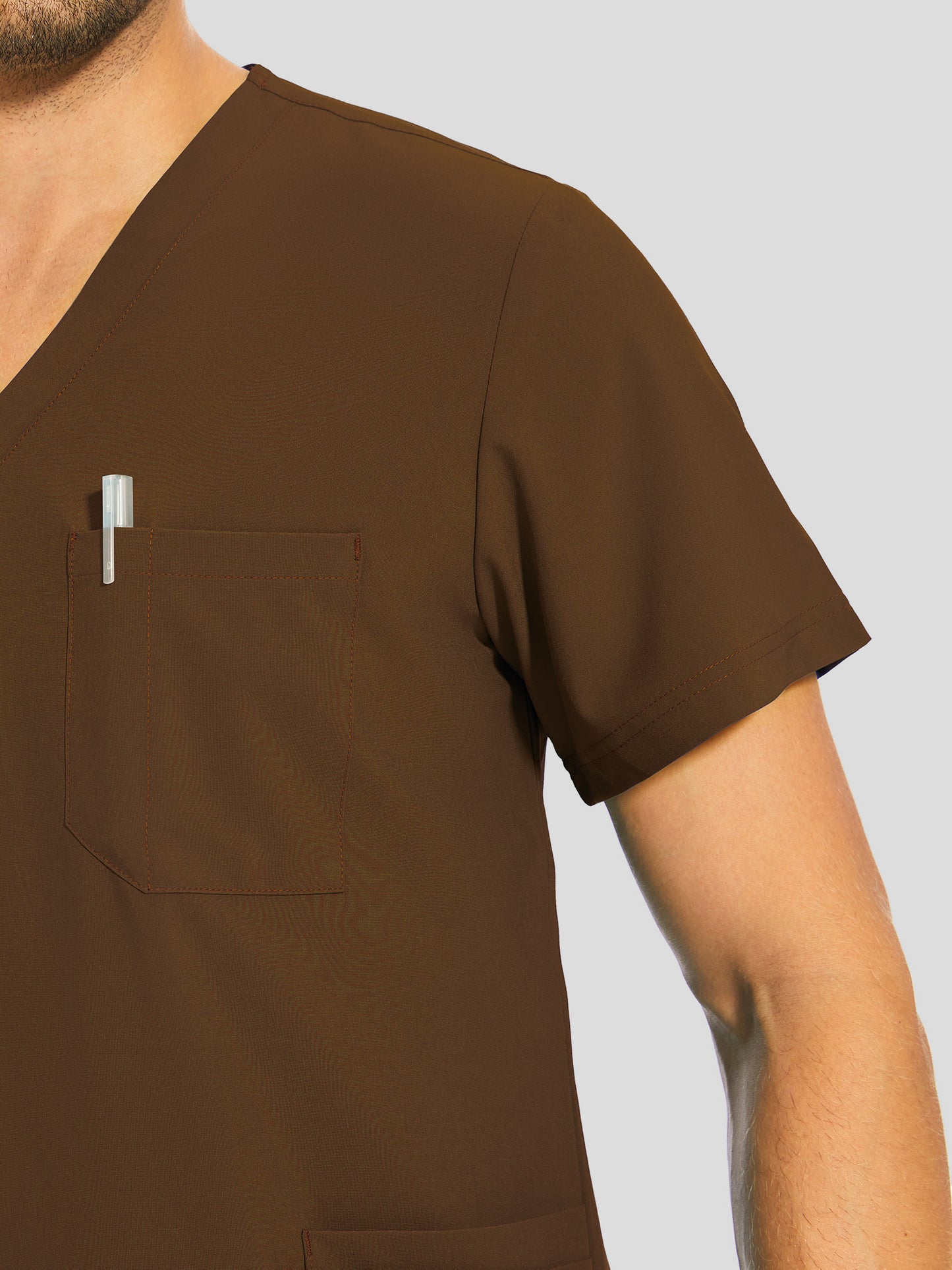 COZYFIT V-Neck Scrub Top & Jogger Pant with 8 Pockets, Yoga Waistband, Anti-Wrinkle Scrubs for Men