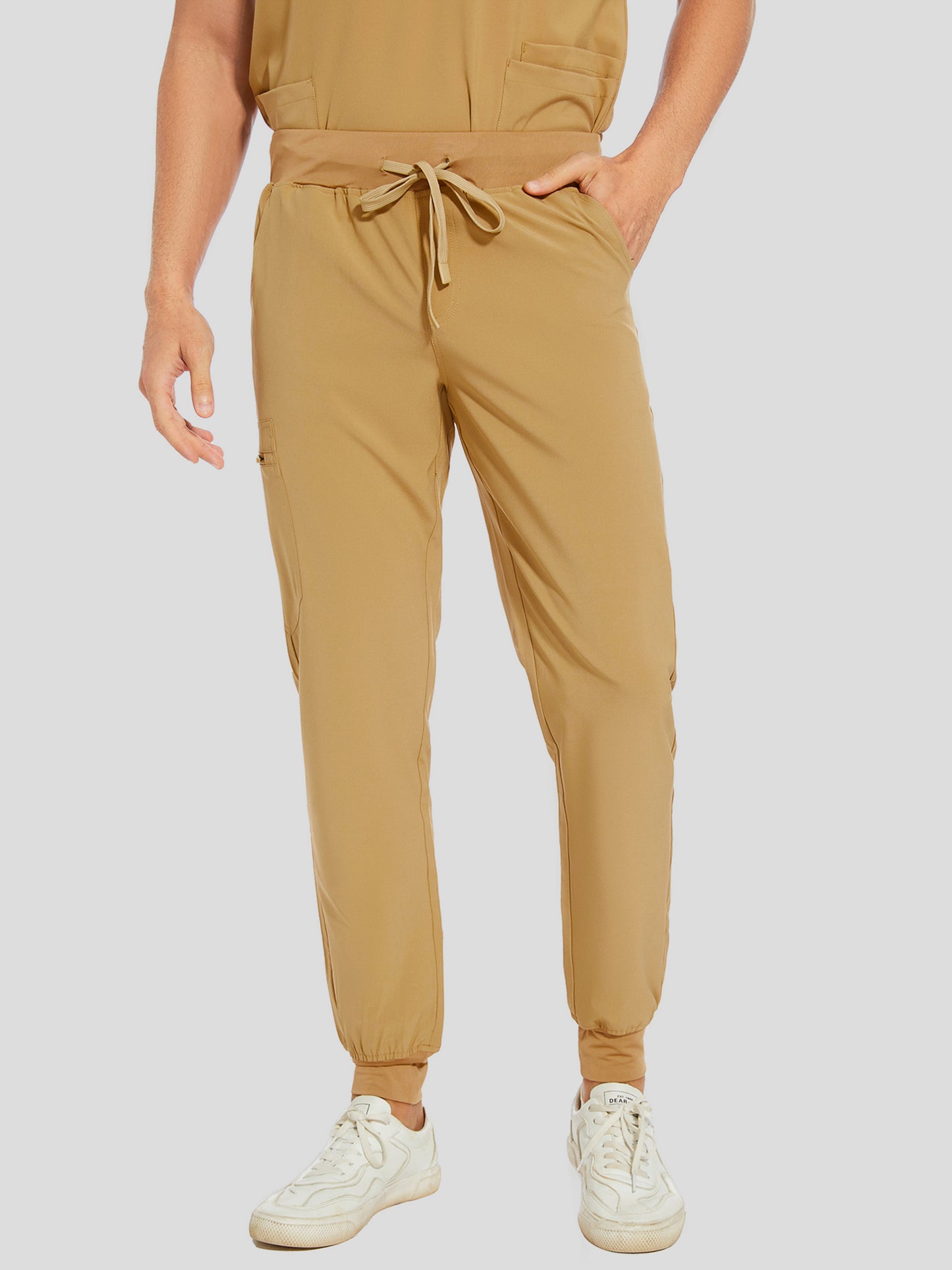 COZYFIT V-Neck Scrub Top & Jogger Pant with 8 Pockets, Yoga Waistband, Anti-Wrinkle Scrubs for Men
