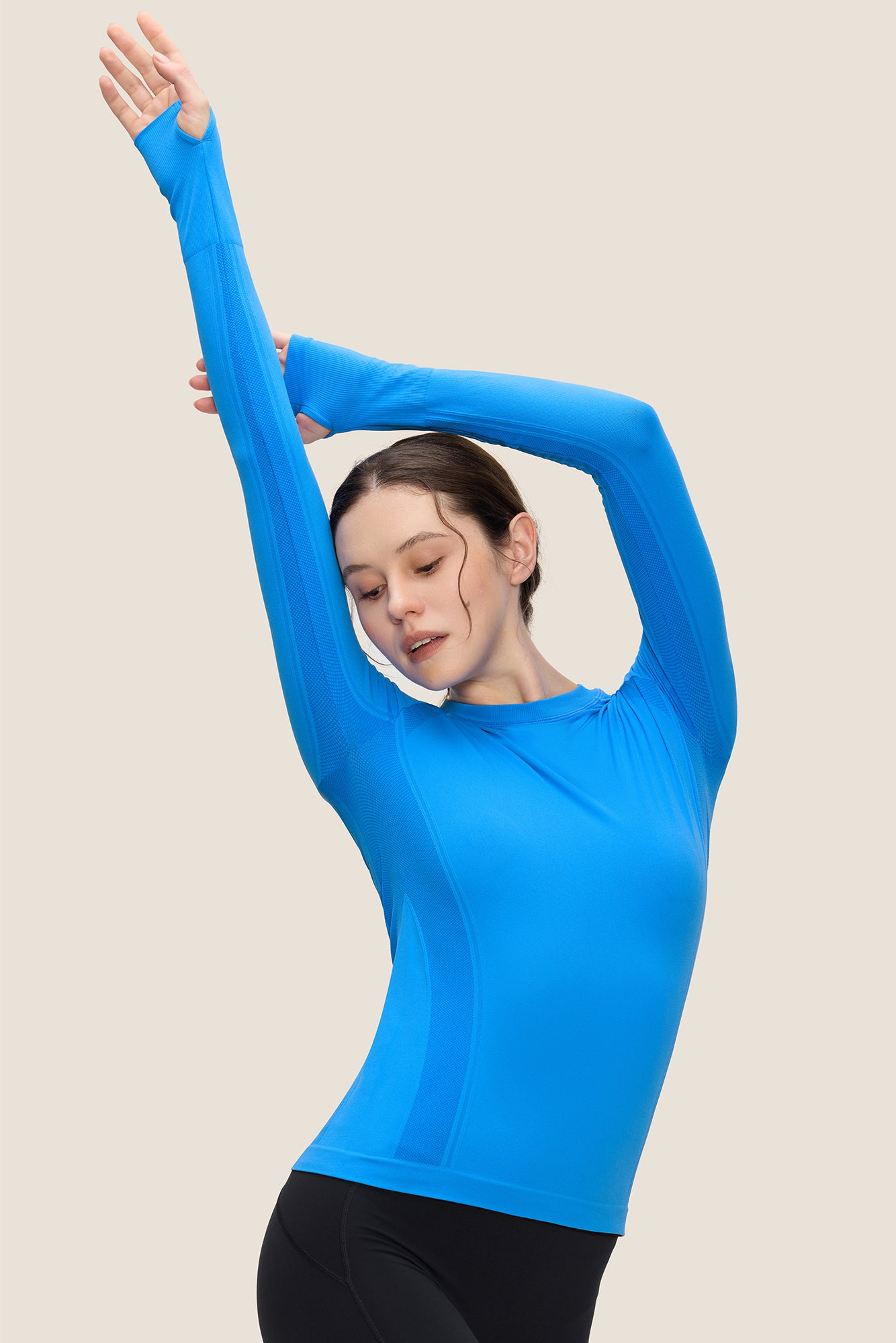 Underscrub Long Sleeve Women, Seamless Athletic Undershirt Cotton Shirts, Thumb Holes Workout Tops