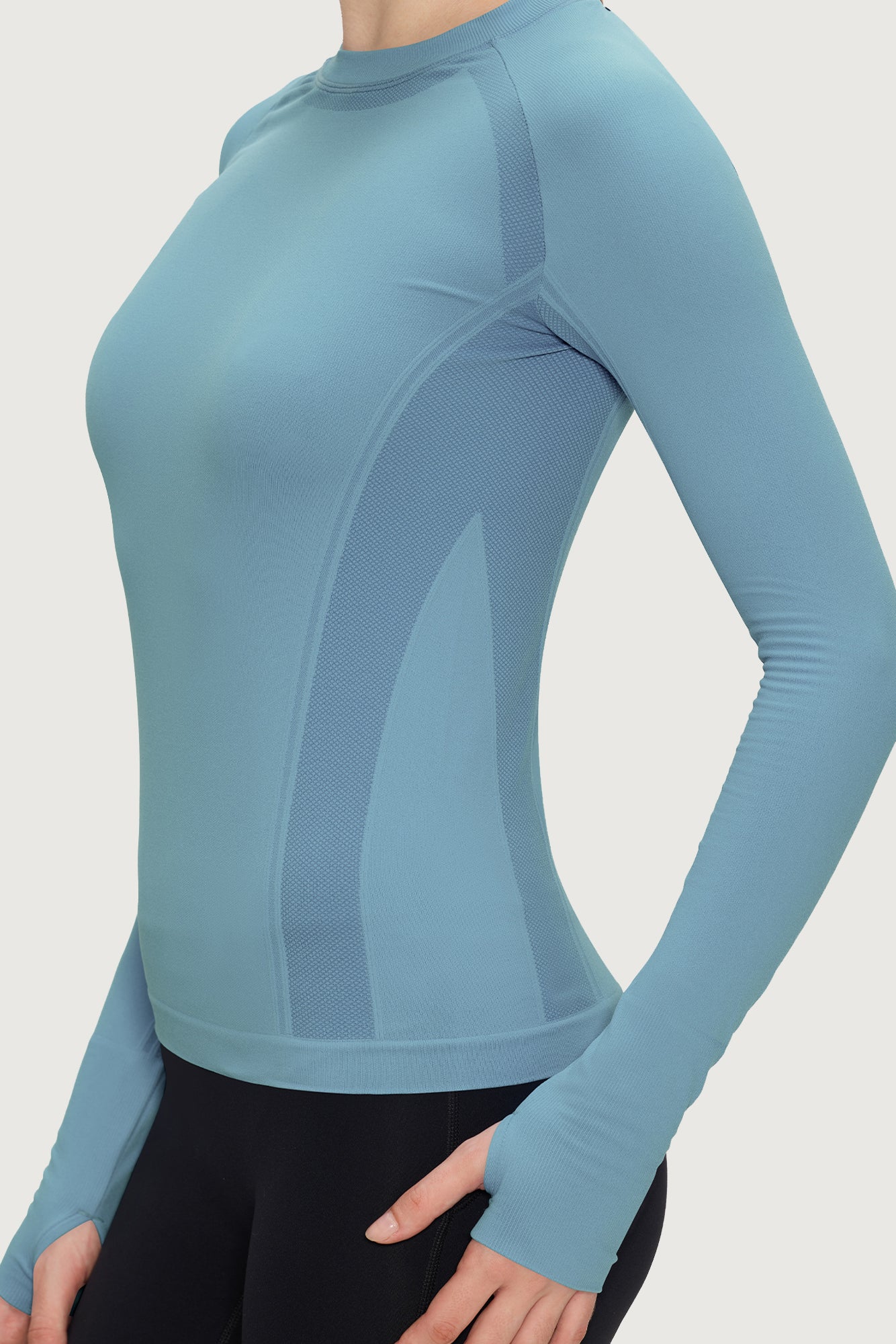 Underscrub Long Sleeve Women, Seamless Athletic Undershirt Cotton Shirts, Thumb Holes Workout Tops