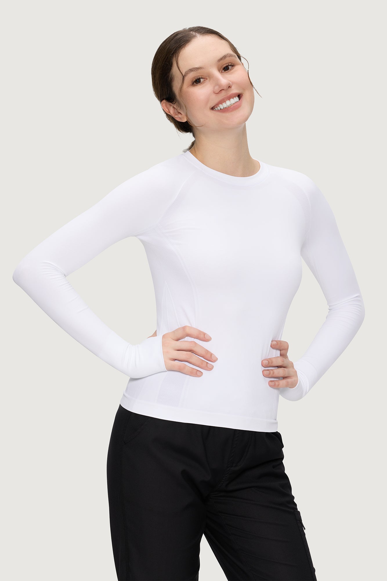 Underscrub Long Sleeve Women, Seamless Athletic Undershirt Cotton Shirts, Thumb Holes Workout Tops