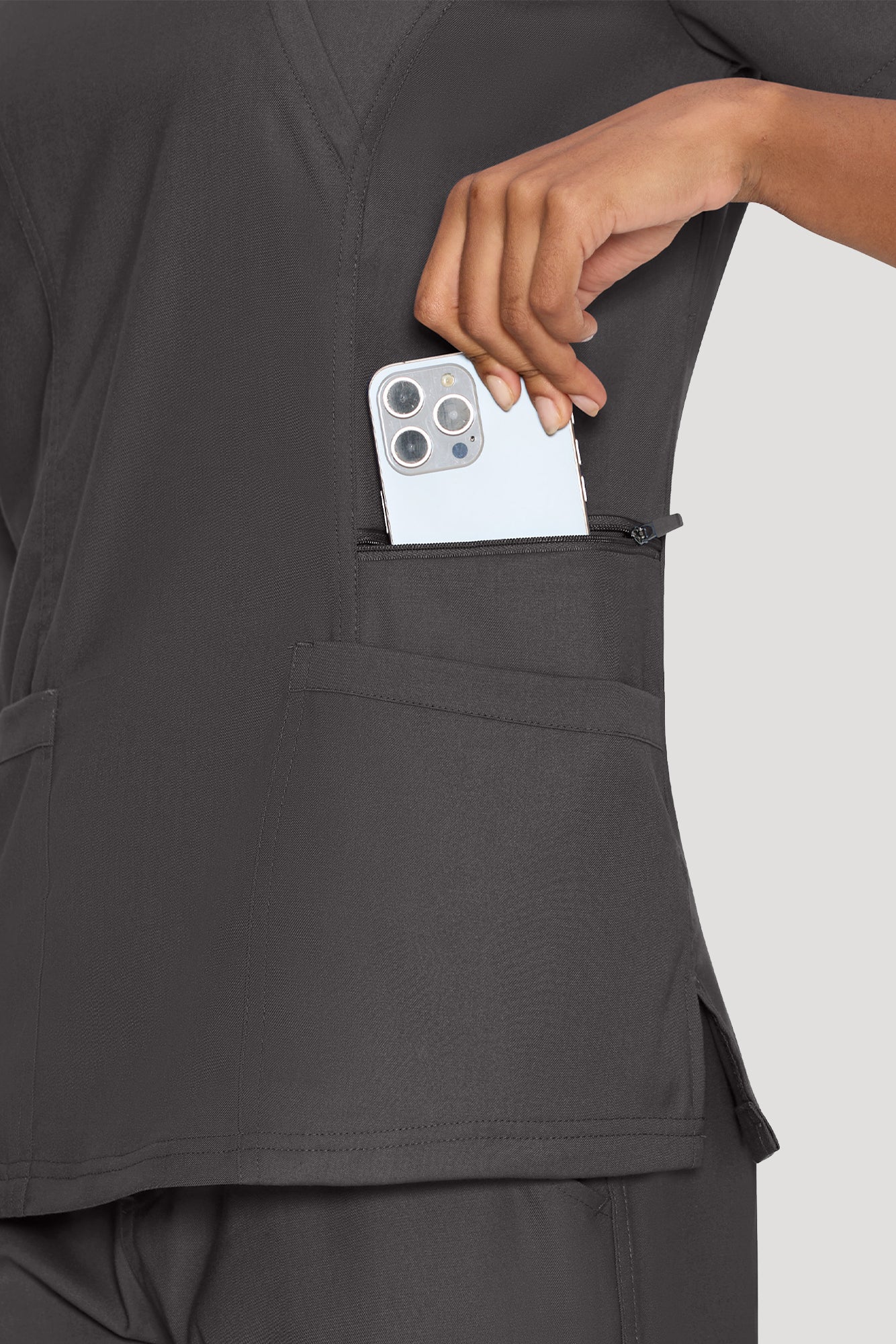 COZYFIT Mock Wrap Scrub Top & Straight Leg Pants with 6 Pockets