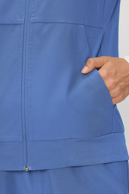 Women's 3-Pocket Scrub Vest, Ceil Blue, Pocket Detail