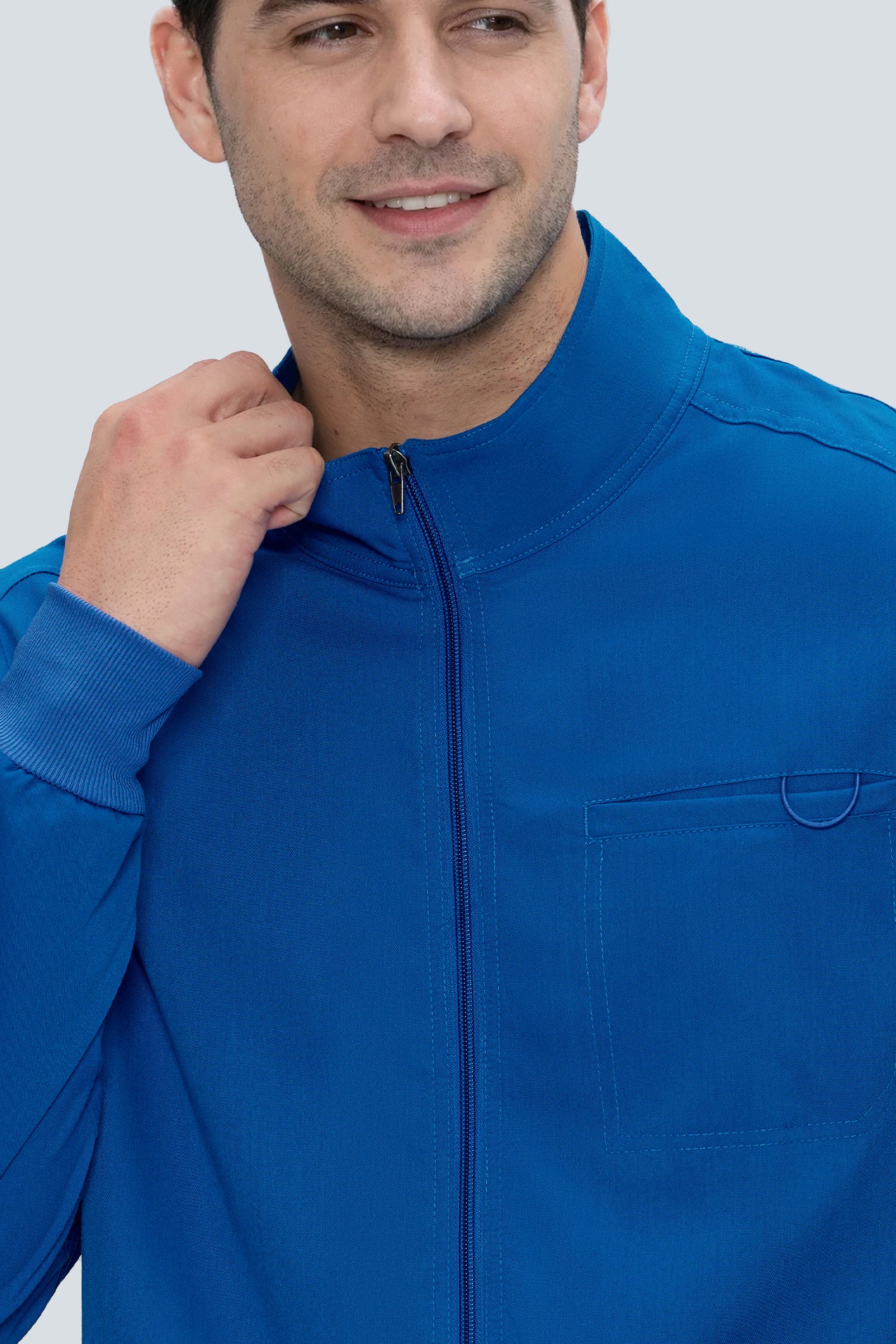 Scrub Jacket Men, Zip Front Men's Medical Scrub Jacket with 5 Pockets, Soft Stretch Fabric