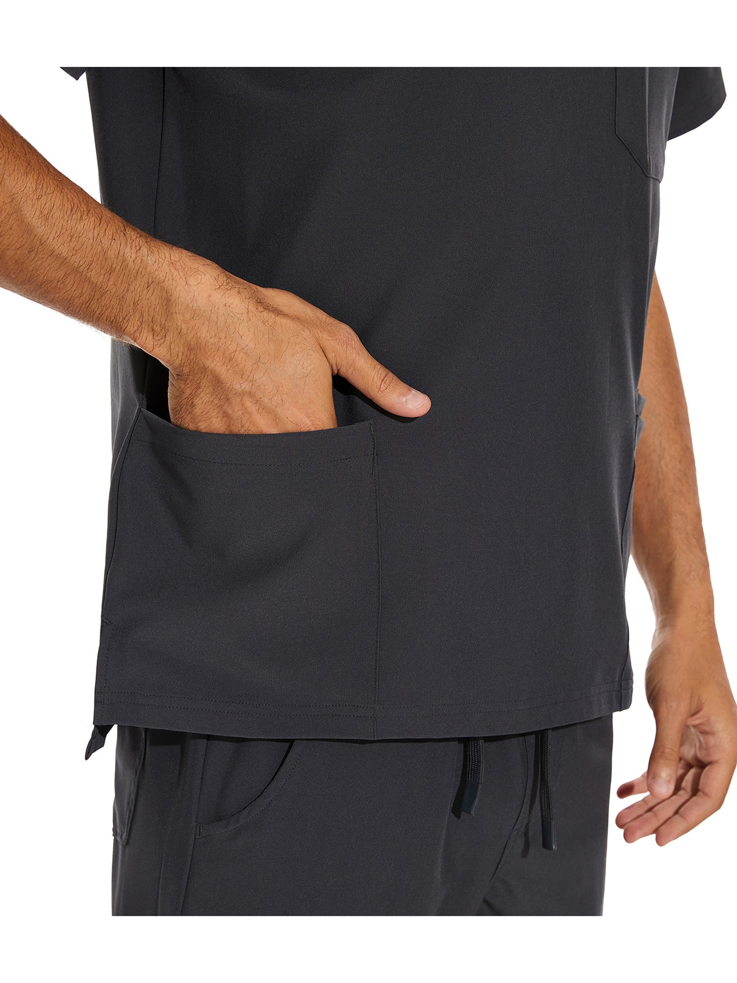 COZYFIT V-Neck Scrub Top & Jogger Pant with 8 Pockets, Yoga Waistband, Anti-Wrinkle Scrubs for Men