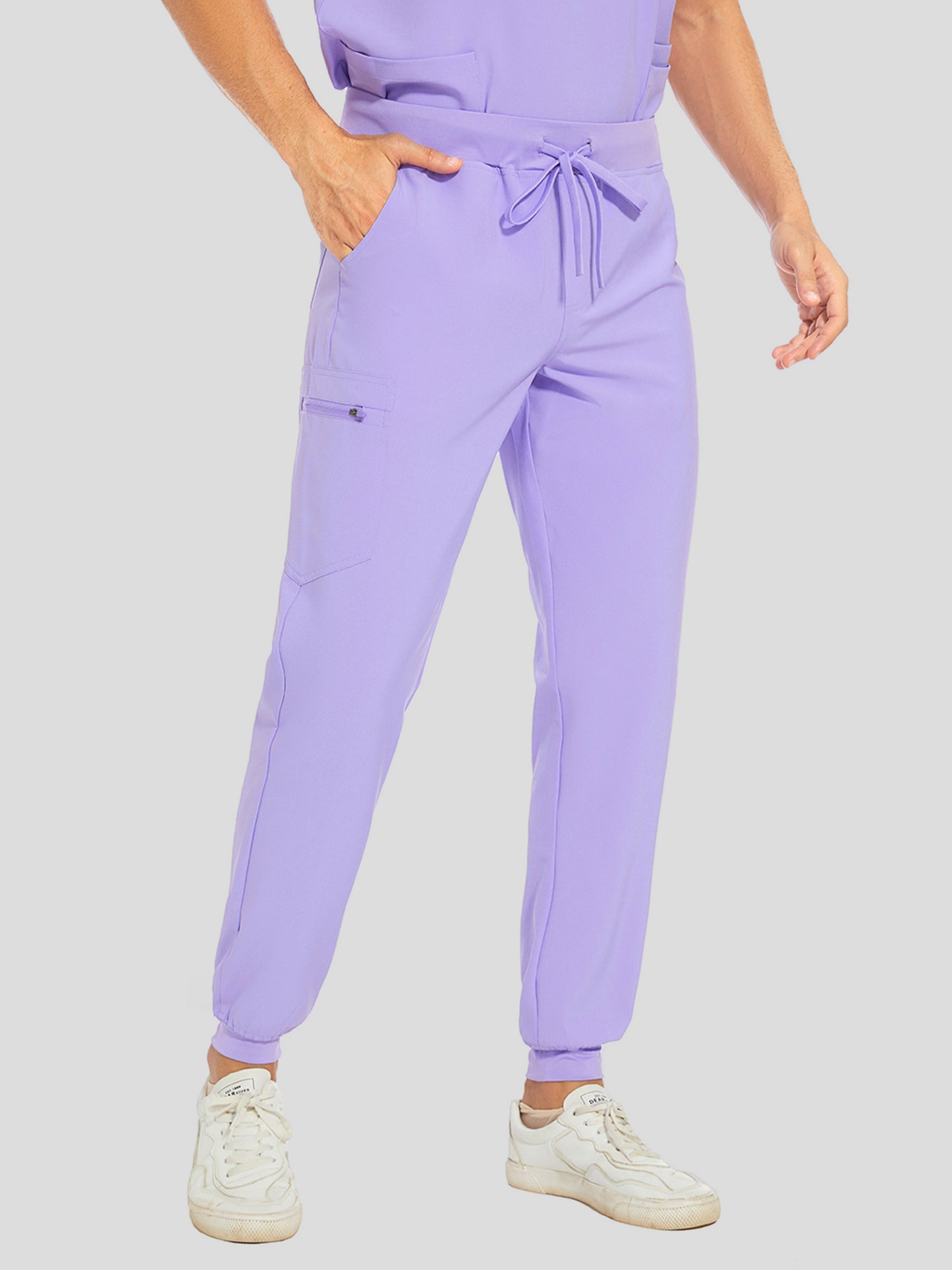 COZYFIT V-Neck Scrub Top & Jogger Pant with 8 Pockets, Yoga Waistband, Anti-Wrinkle Scrubs for Men