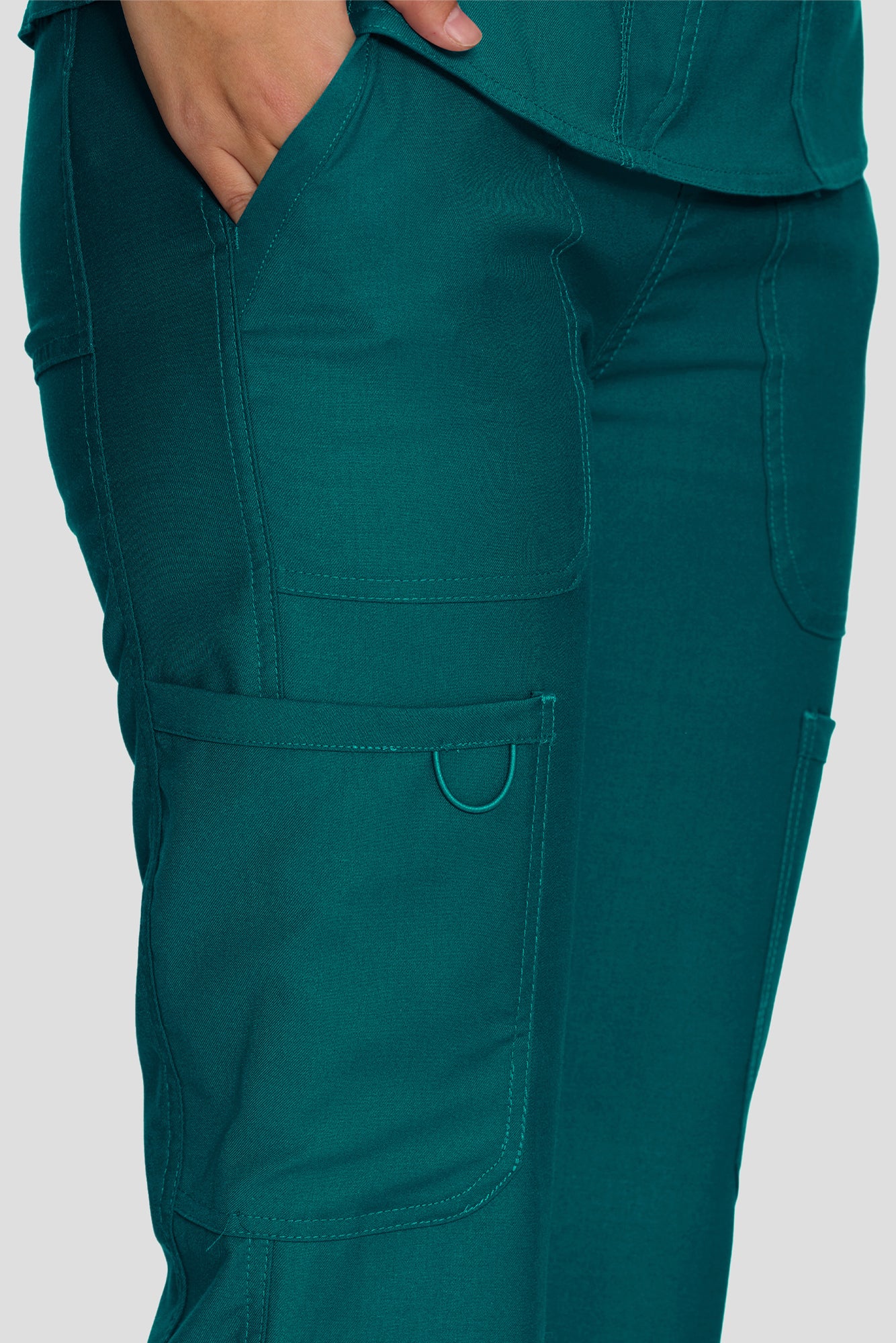 Scrubs for Women Set, V-Neck Top & Straight Leg Cargo Pants. 9 Pockets. Side Ribbed Panels, Side Slits, Ultra-Soft Stretch Fabric, Breathable Medical Uniform for Workwear
