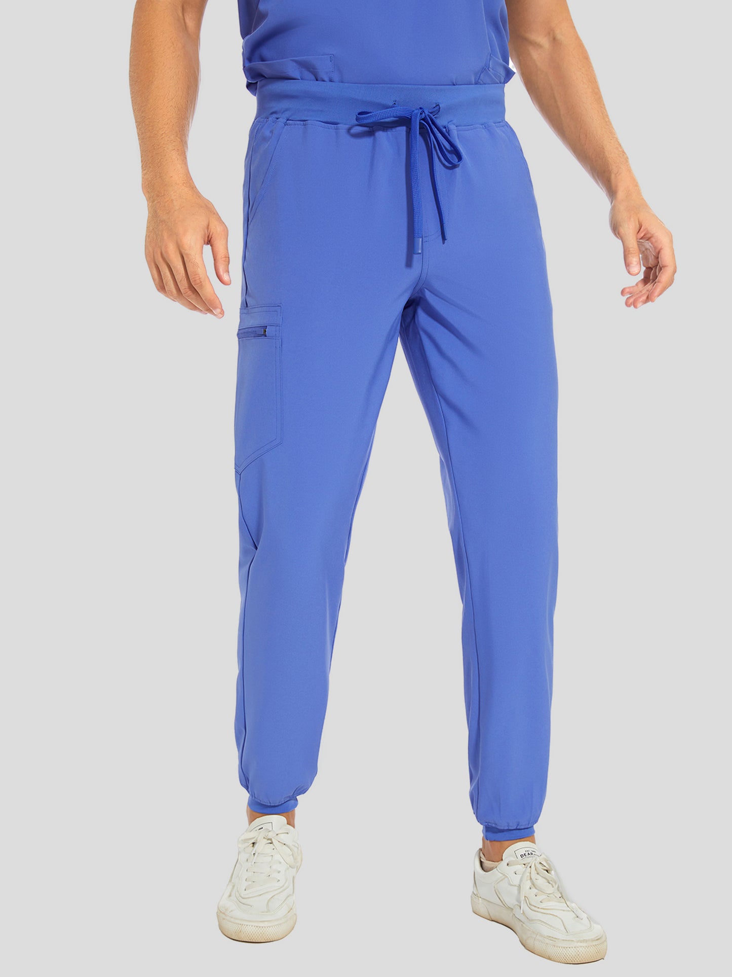 COZYFIT V-Neck Scrub Top & Jogger Pant with 8 Pockets, Yoga Waistband, Anti-Wrinkle Scrubs for Men