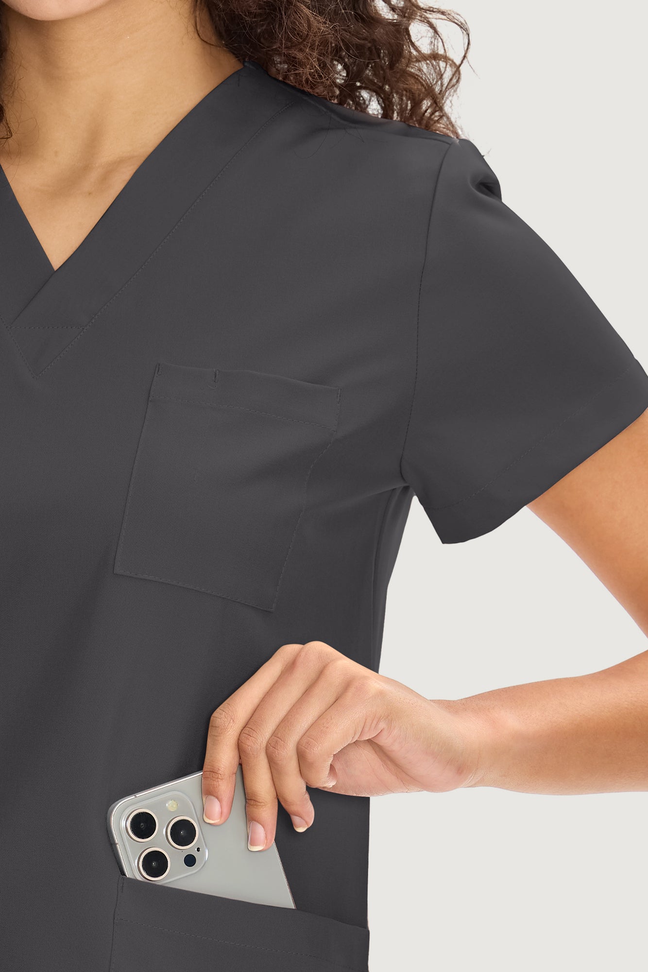 COZYFIT  V-Neck Scrub Top & Straight Leg Pants with 9 Pockets