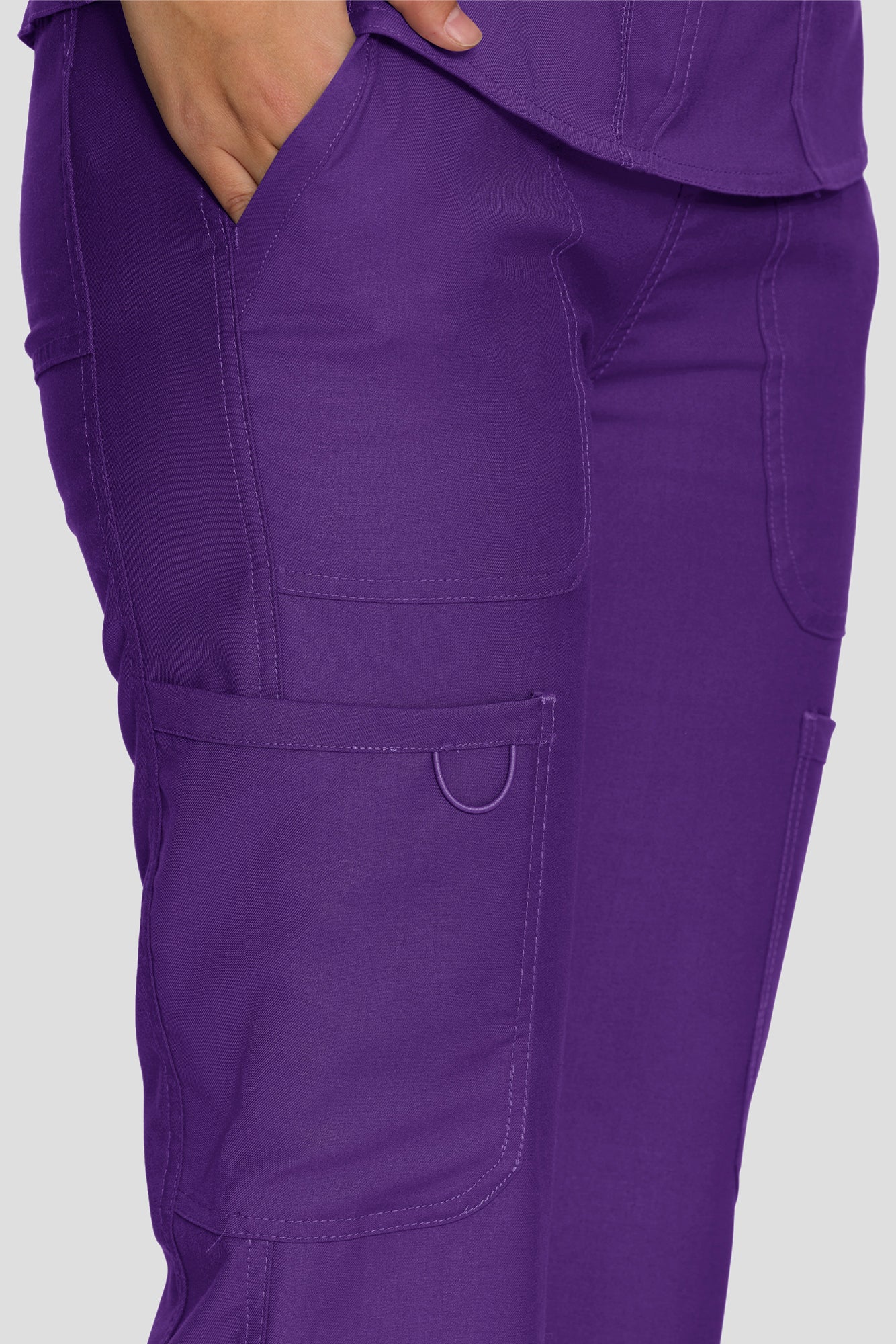 Scrubs for Women Set, V-Neck Top & Straight Leg Cargo Pants. 9 Pockets. Side Ribbed Panels, Side Slits, Ultra-Soft Stretch Fabric, Breathable Medical Uniform for Workwear