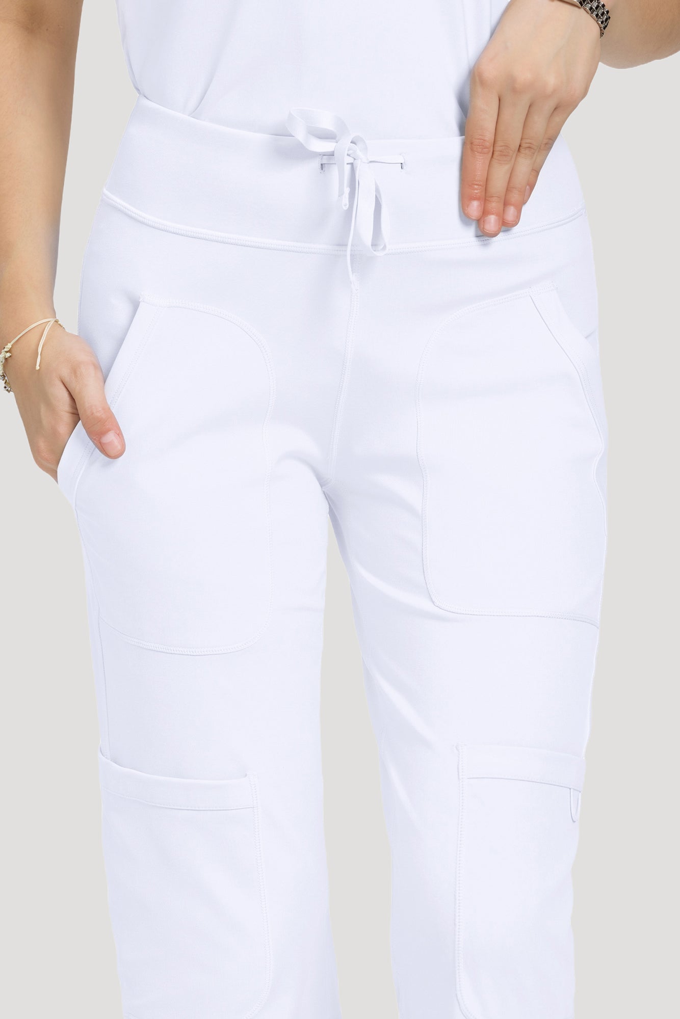 Scrubs for Women Set, V Neck Top & Straight Leg Pants | 6 Pockets, High Elastic Soft Fabric, Drop Shoulder, Slit Hem Yoga Scrub Pants for Easy Movement
