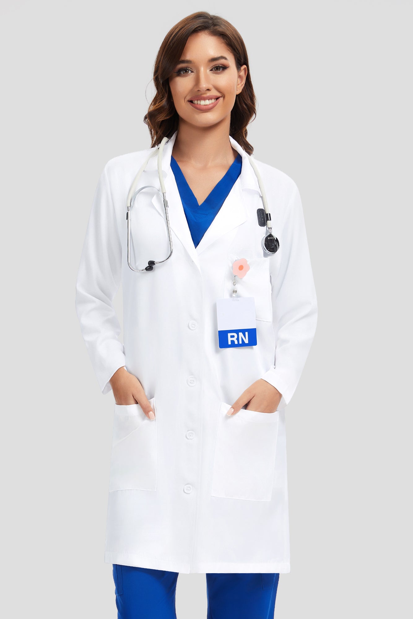 COZYFIT Lab Coat for Woman 3 Pocket, Long Sleeve Medical Coat