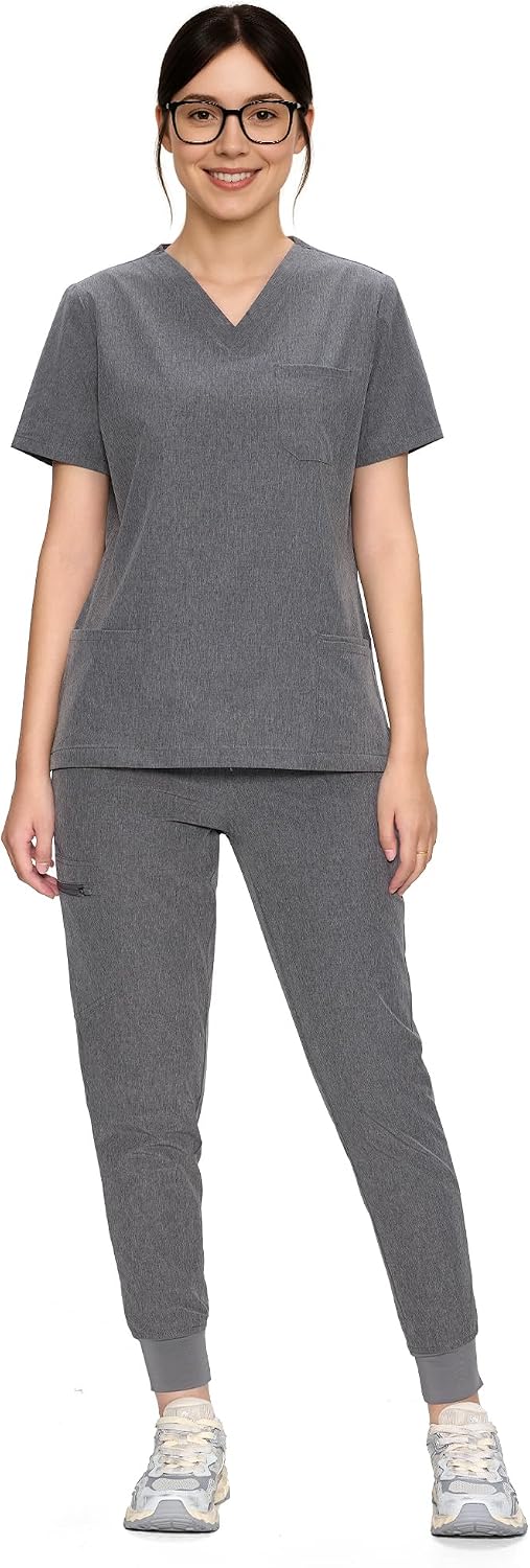 Luna Scrub Set — Heather Grey — 1