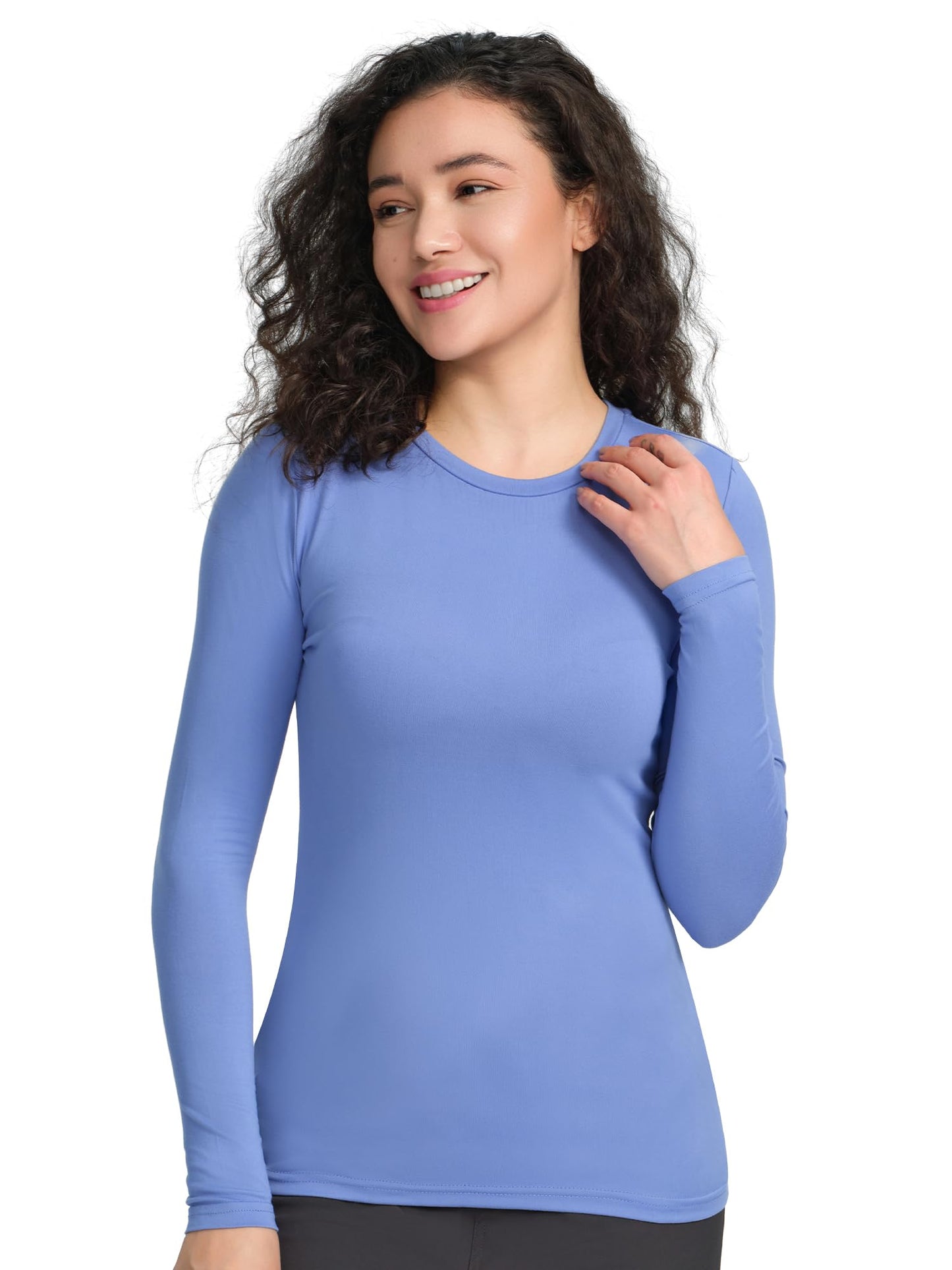 CSDD03 Women's 2-Pack Long-Sleeve Underscrub Top — Black/Ceil Blue — 2