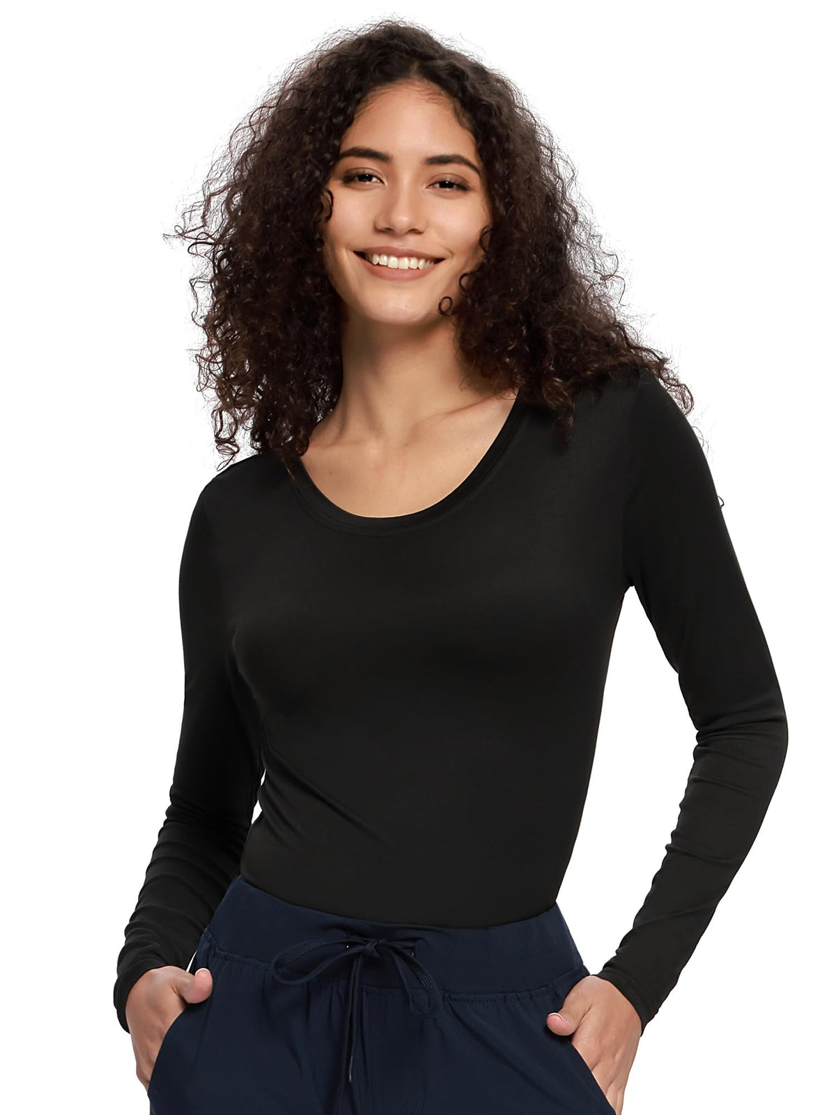 Mira Long Sleeve Crew Neck Underscrub 3-Pack — Black — 5