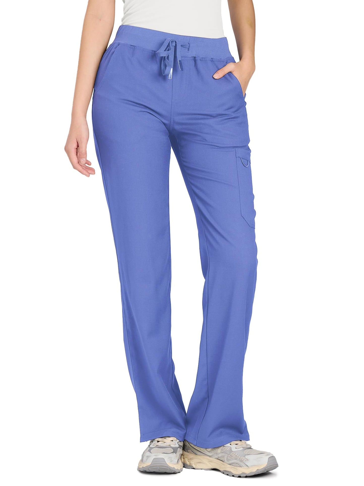 COZYFIT women's ceil blue straight-leg cargo scrub pants